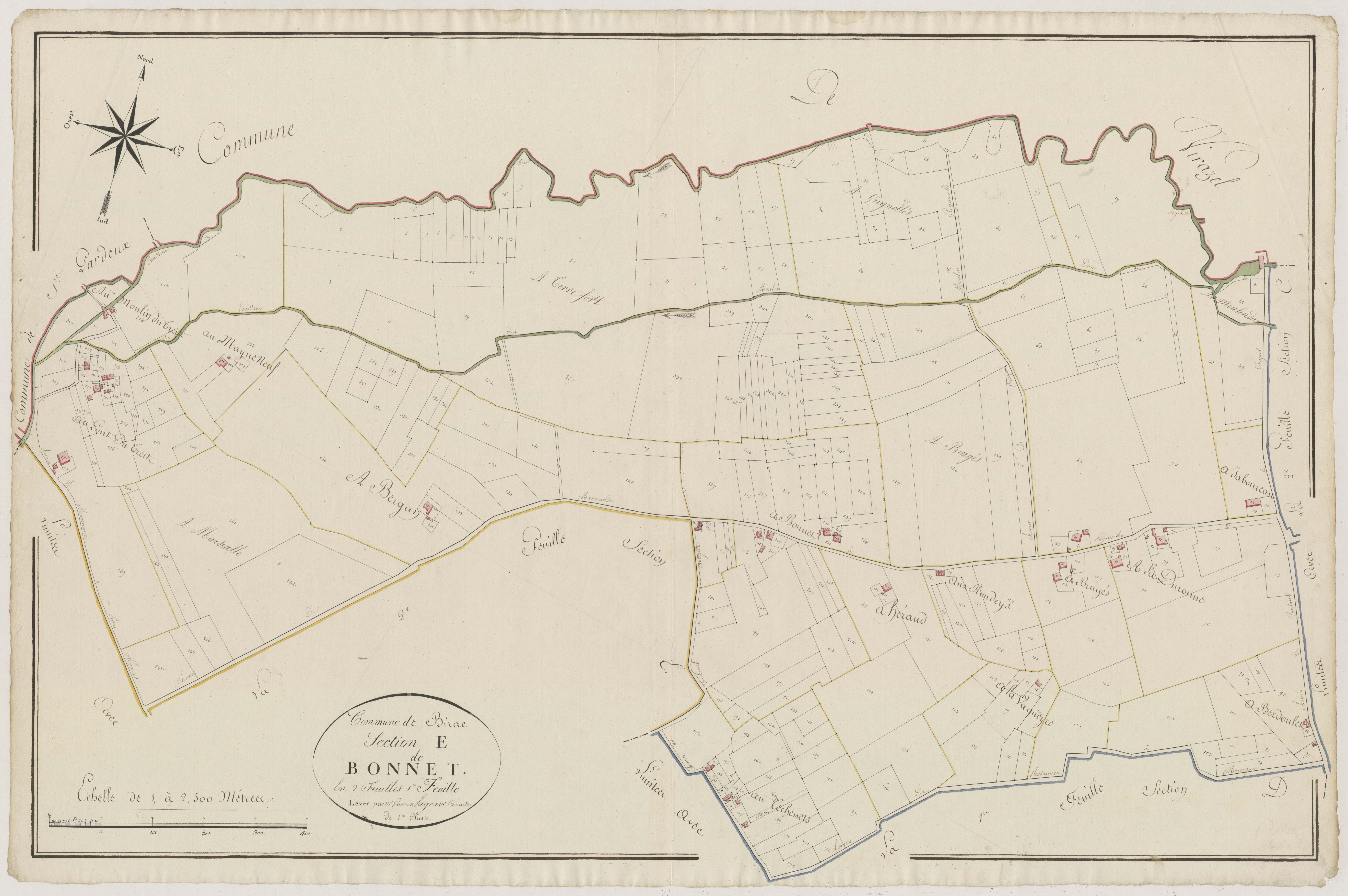 Plan primitif, atlas-E1 Bonnet, Birac-sur-Trec
