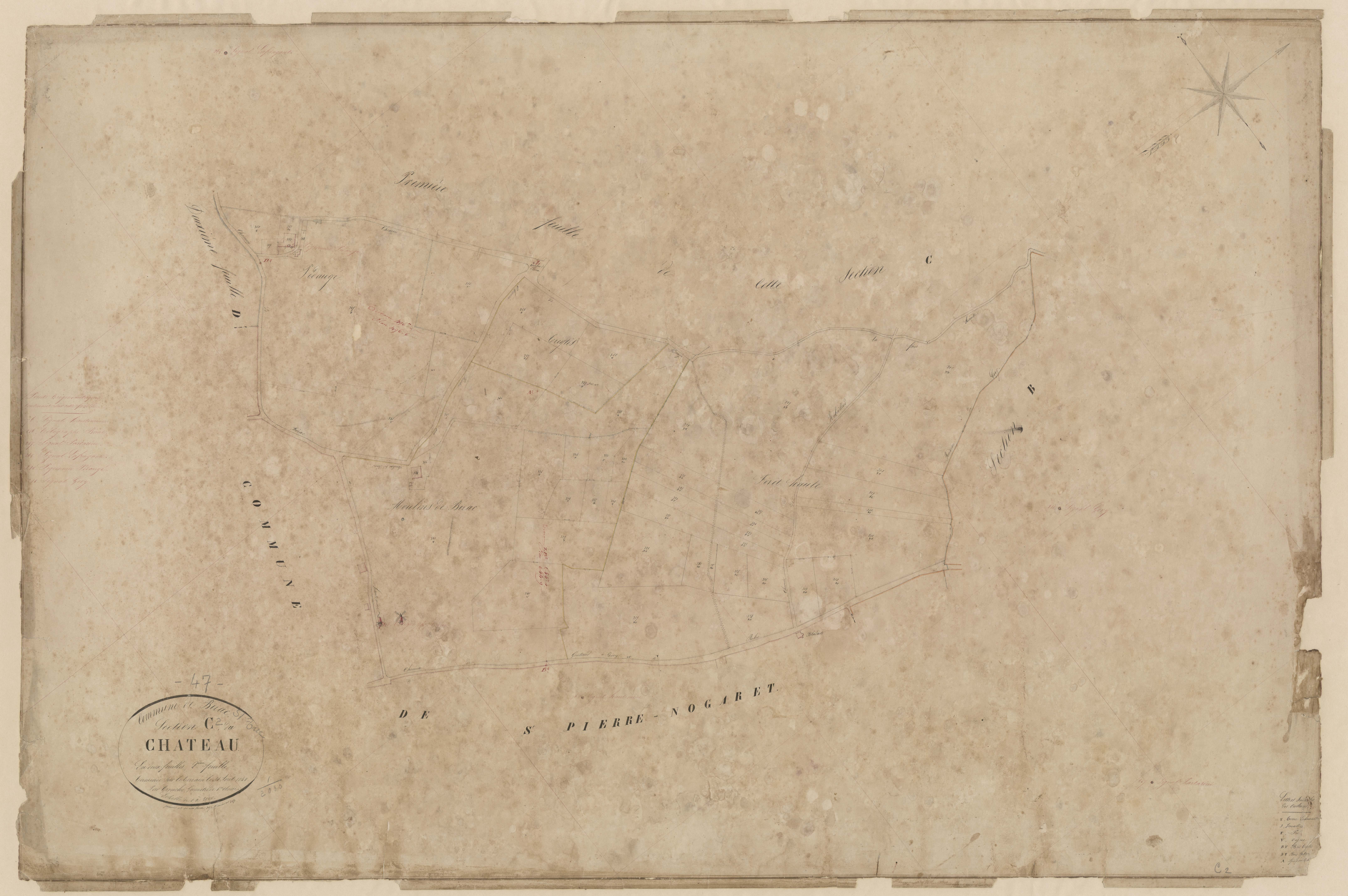 Plan napoléonien, feuille préparatoire-C2 Château, Birac-sur-Trec