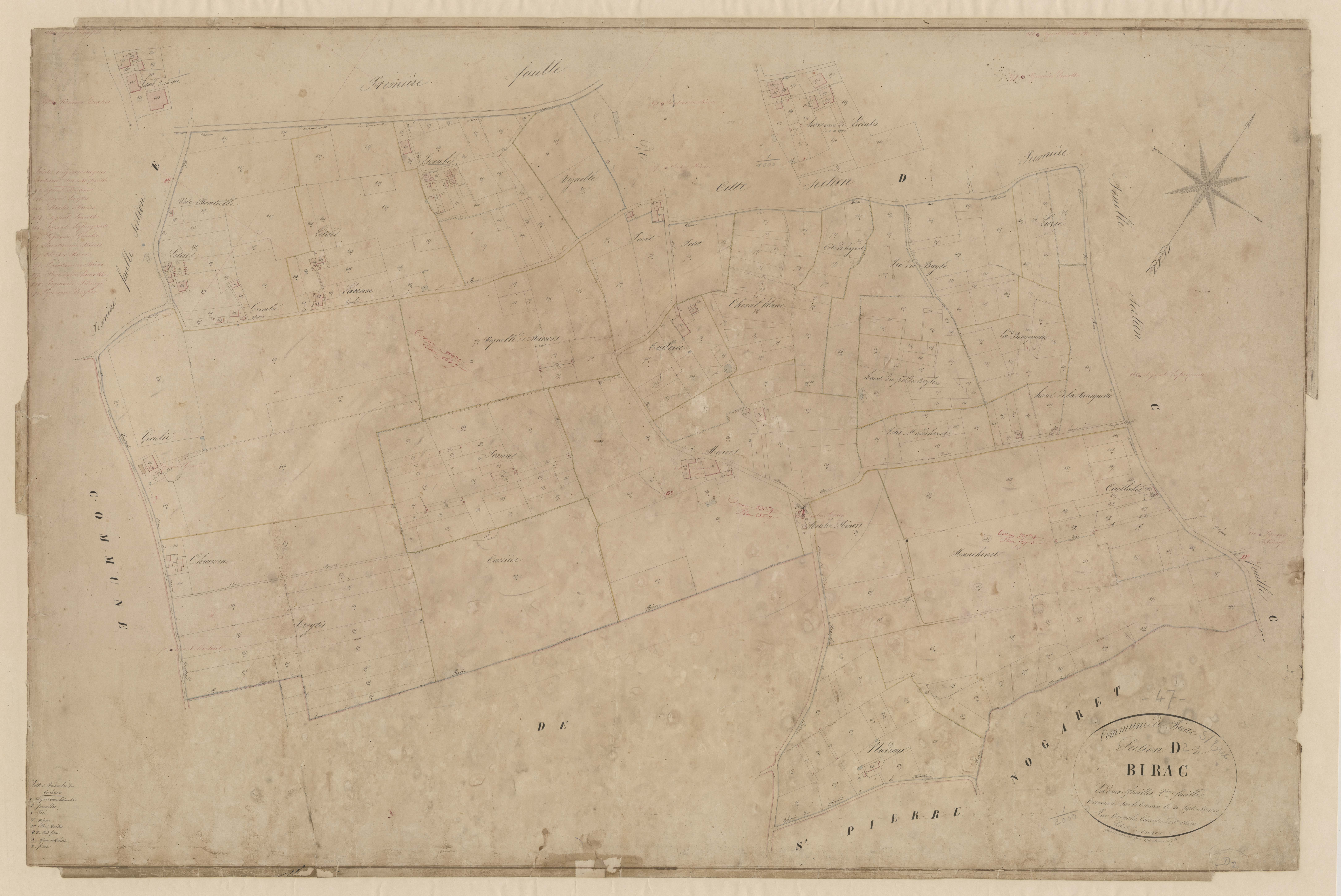 Plan napoléonien, feuille préparatoire-D2 Birac, Birac-sur-Trec