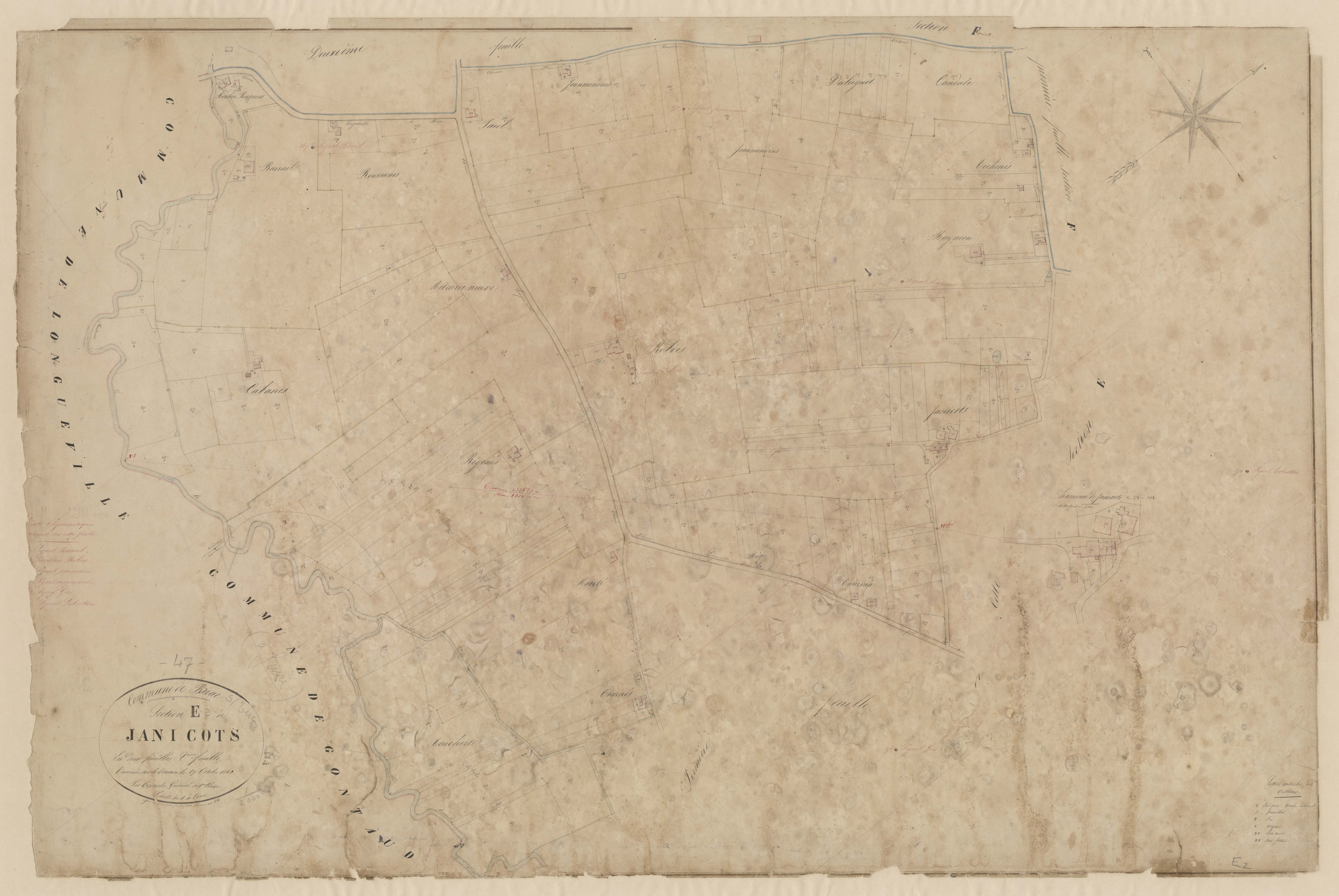 Plan napoléonien, feuille préparatoire-E2 Janicot, Birac-sur-Trec