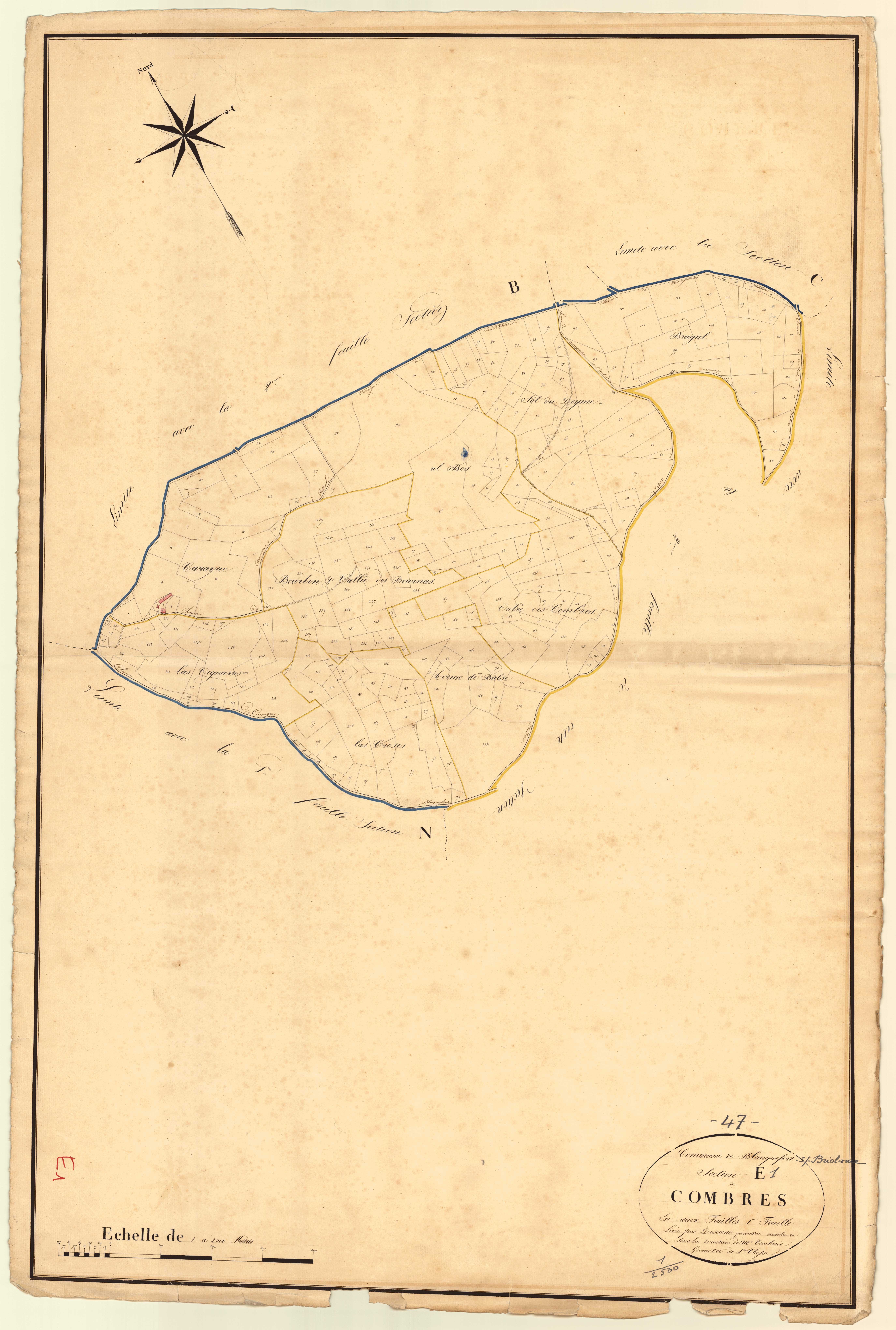 Plan napoléonien, atlas-E1 Combres, Blanquefort-sur-Briolance