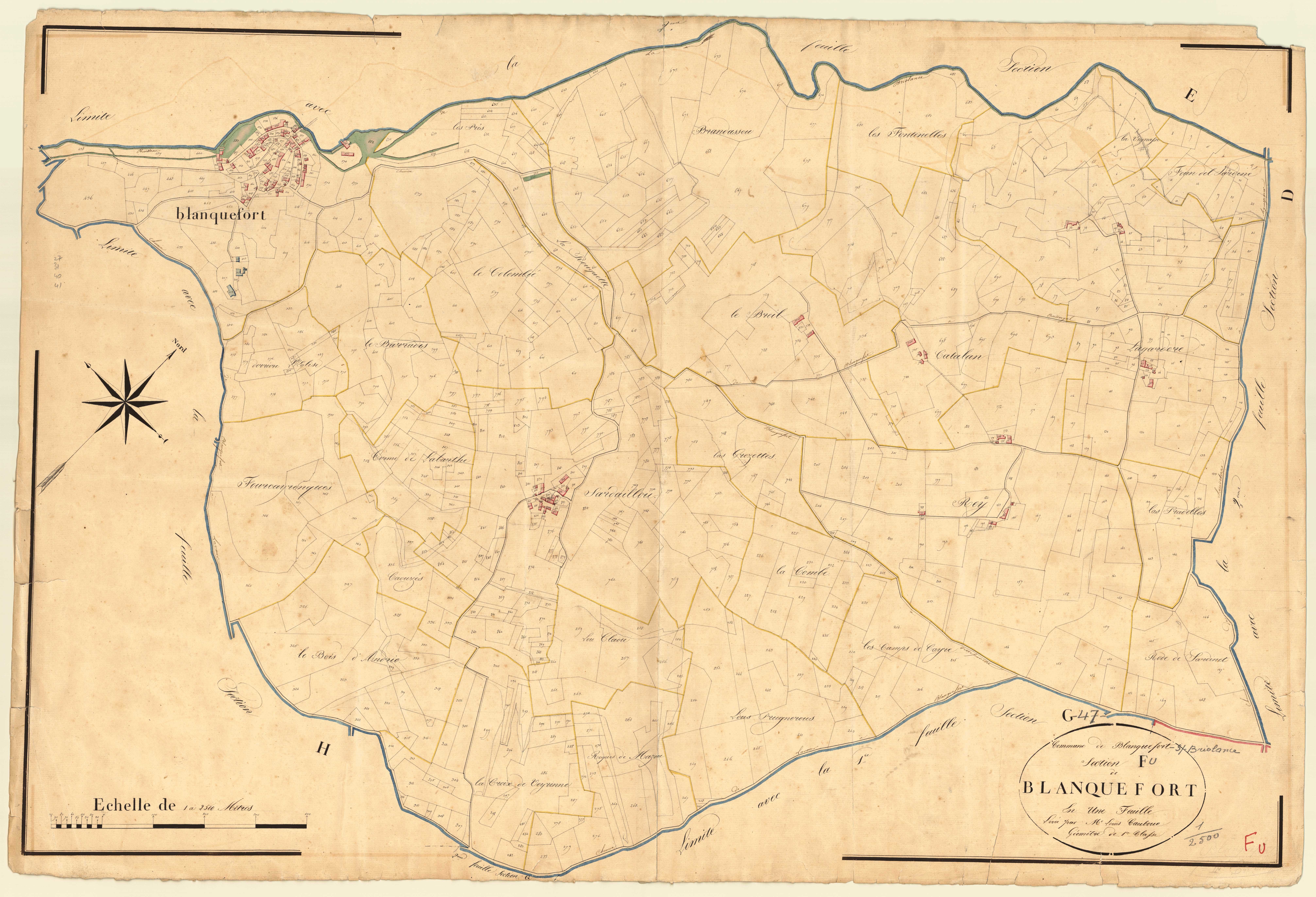 Plan napoléonien, atlas-F Blanquefort, Blanquefort-sur-Briolance