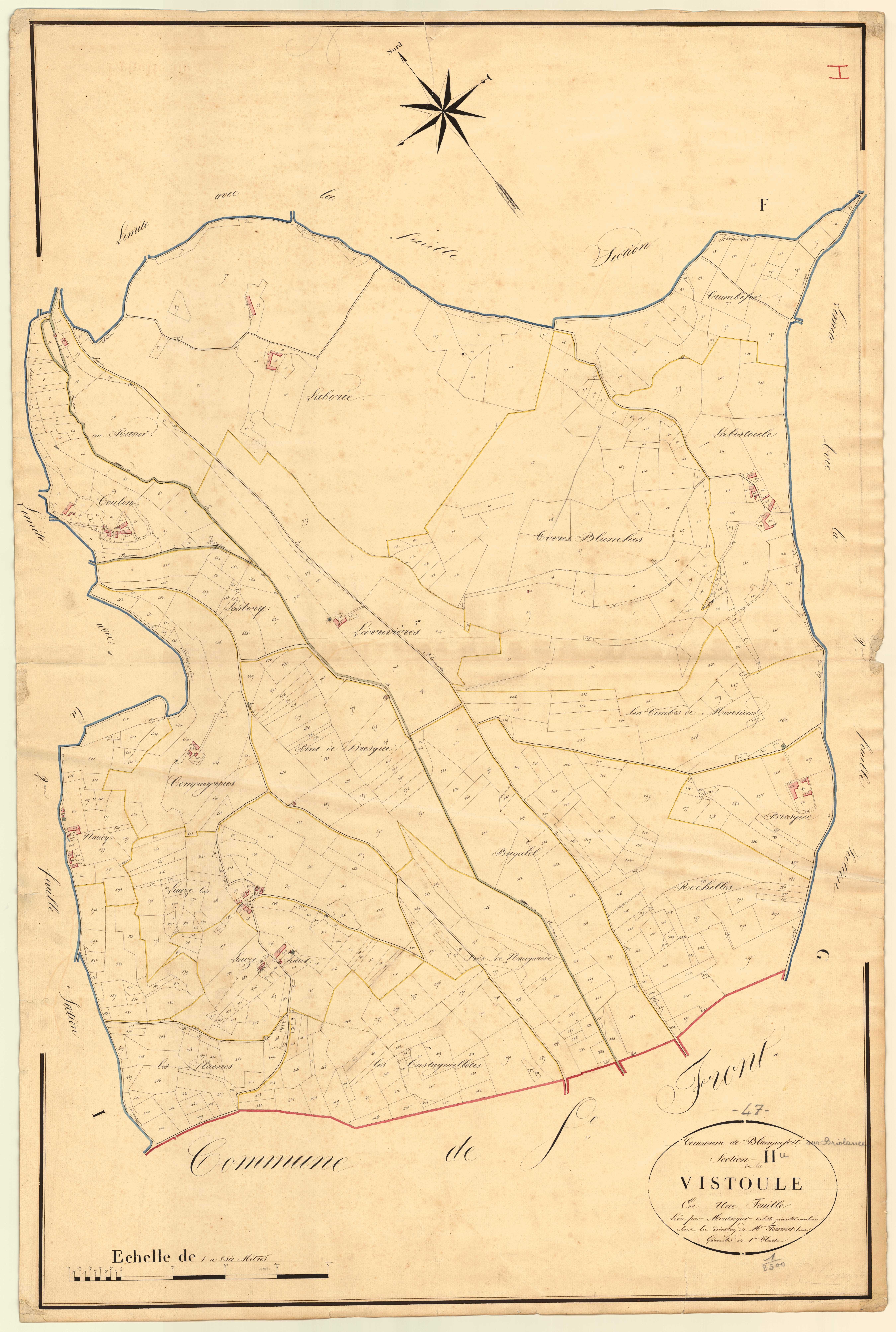 Plan napoléonien, atlas-H Vistoule, Blanquefort-sur-Briolance
