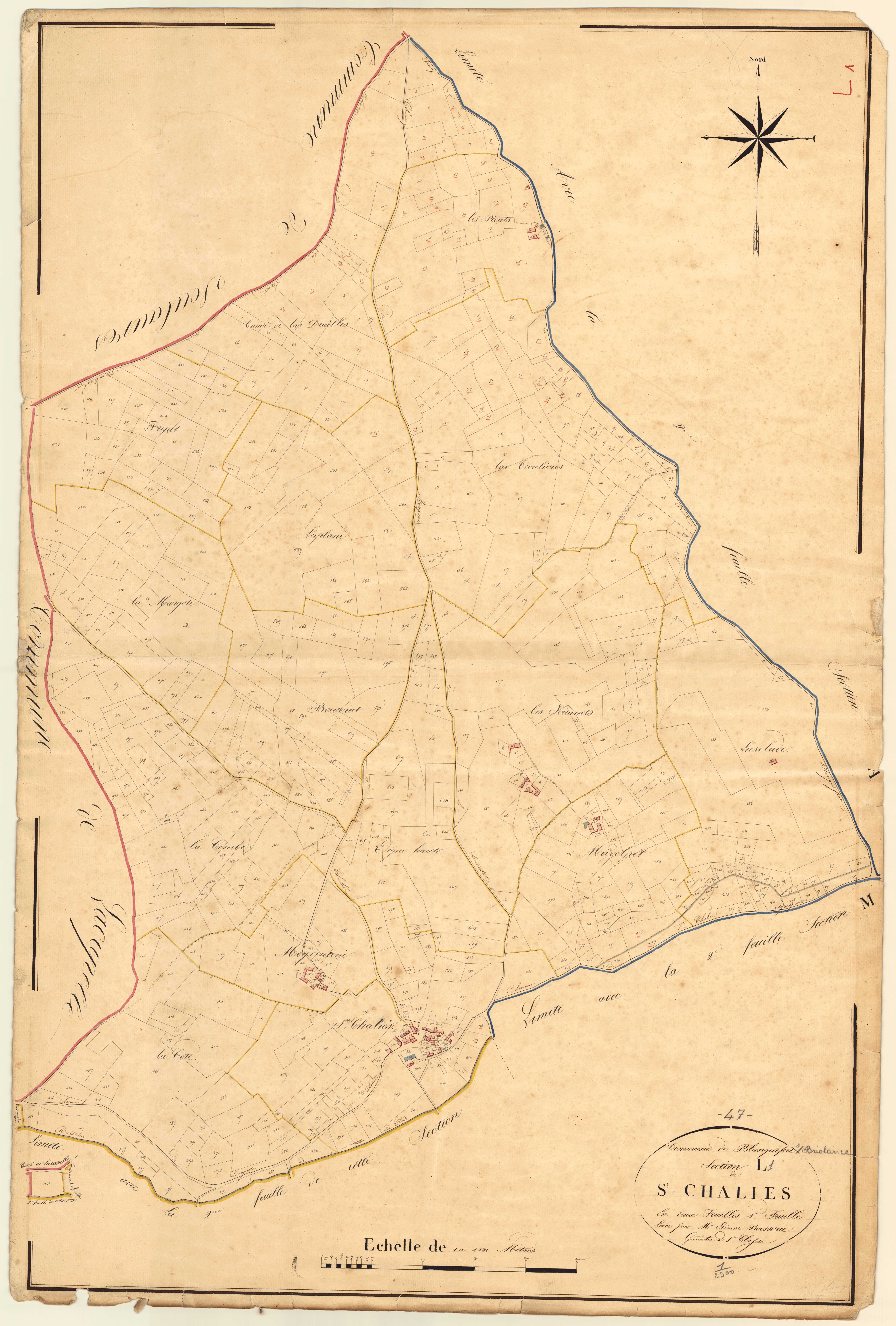 Plan napoléonien, atlas-L1 Saint-Chalies, Blanquefort-sur-Briolance