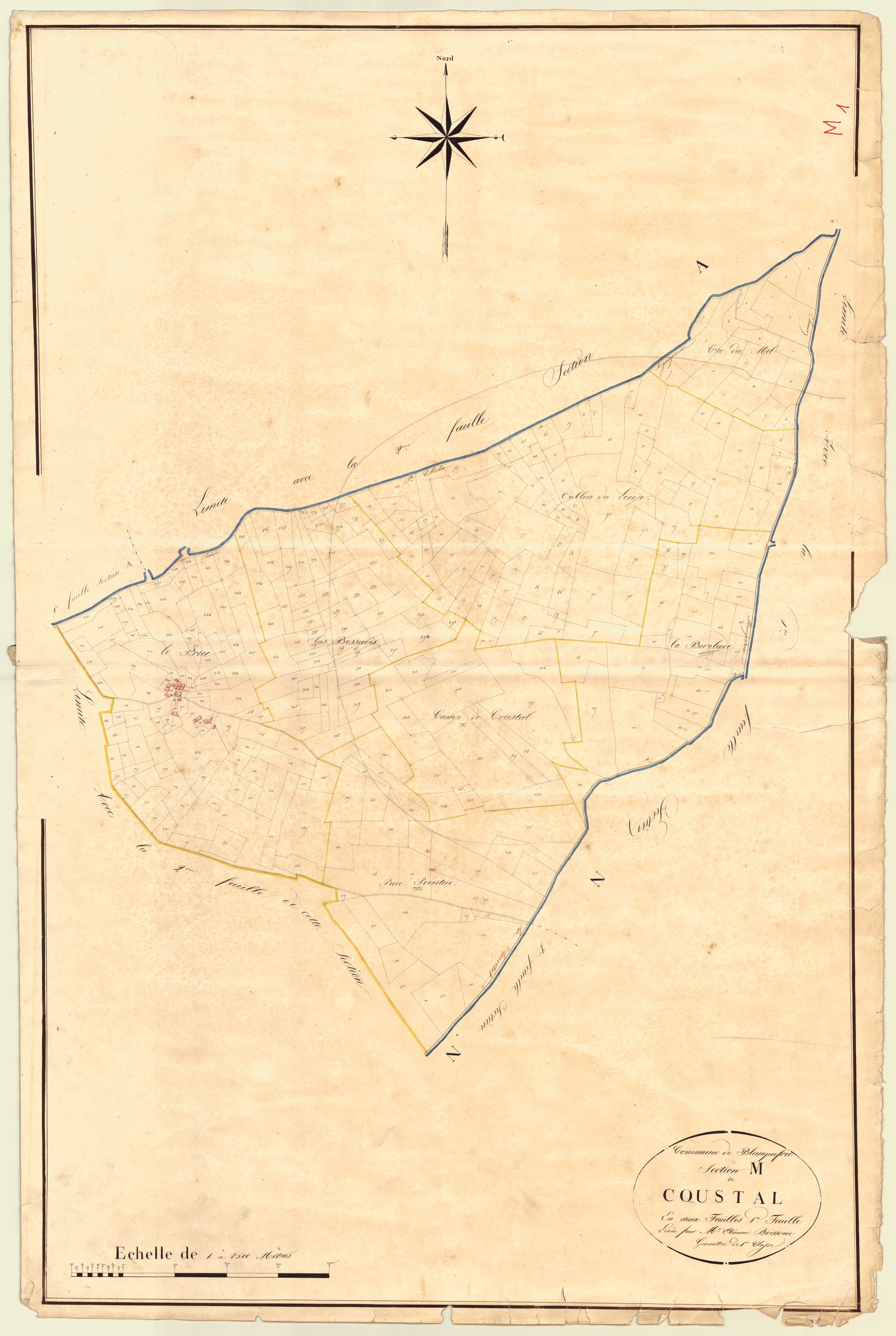 Plan napoléonien, atlas-M1 Coustal, Blanquefort-sur-Briolance