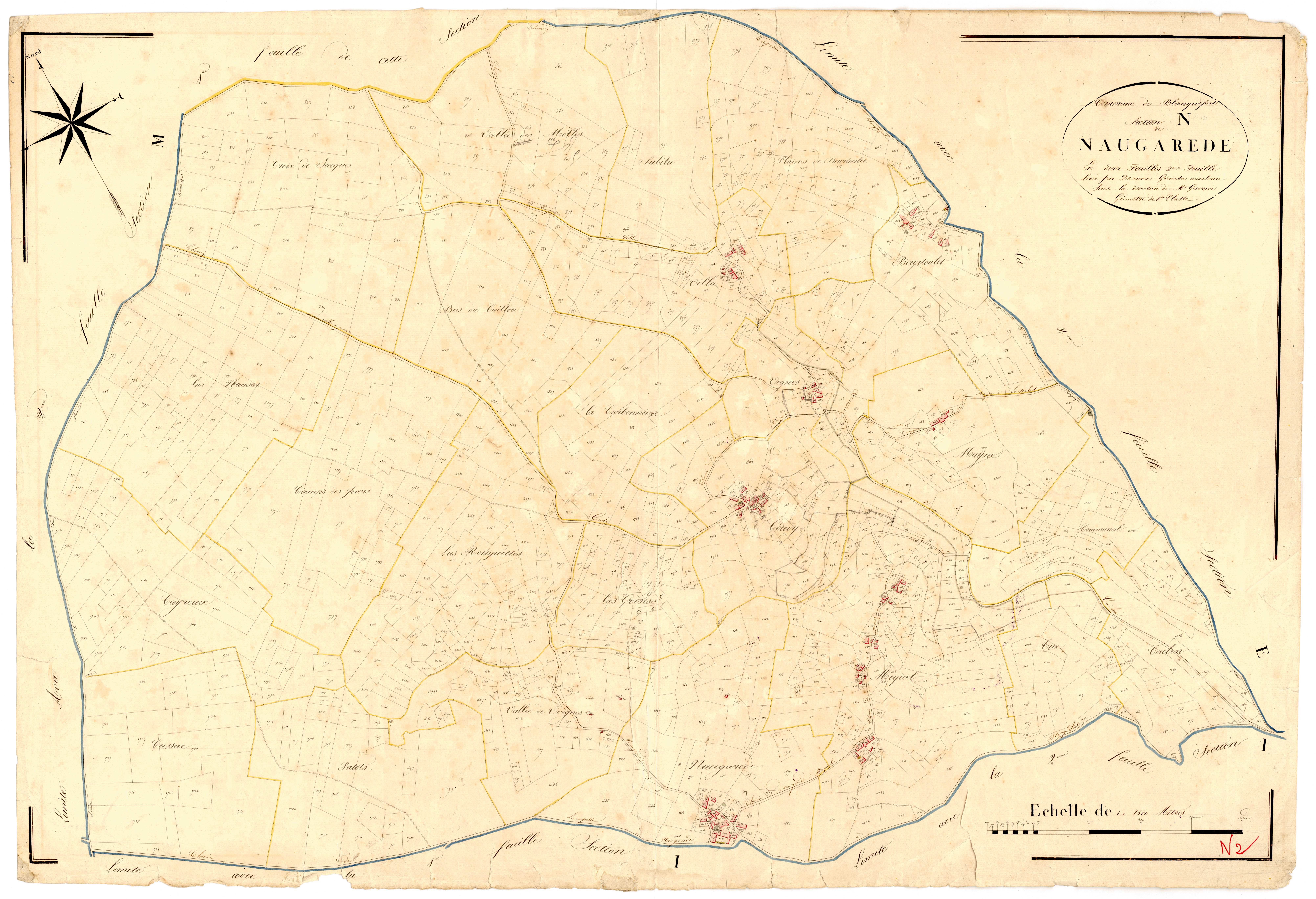 Plan napoléonien, atlas-N2 Naugarède, Blanquefort-sur-Briolance