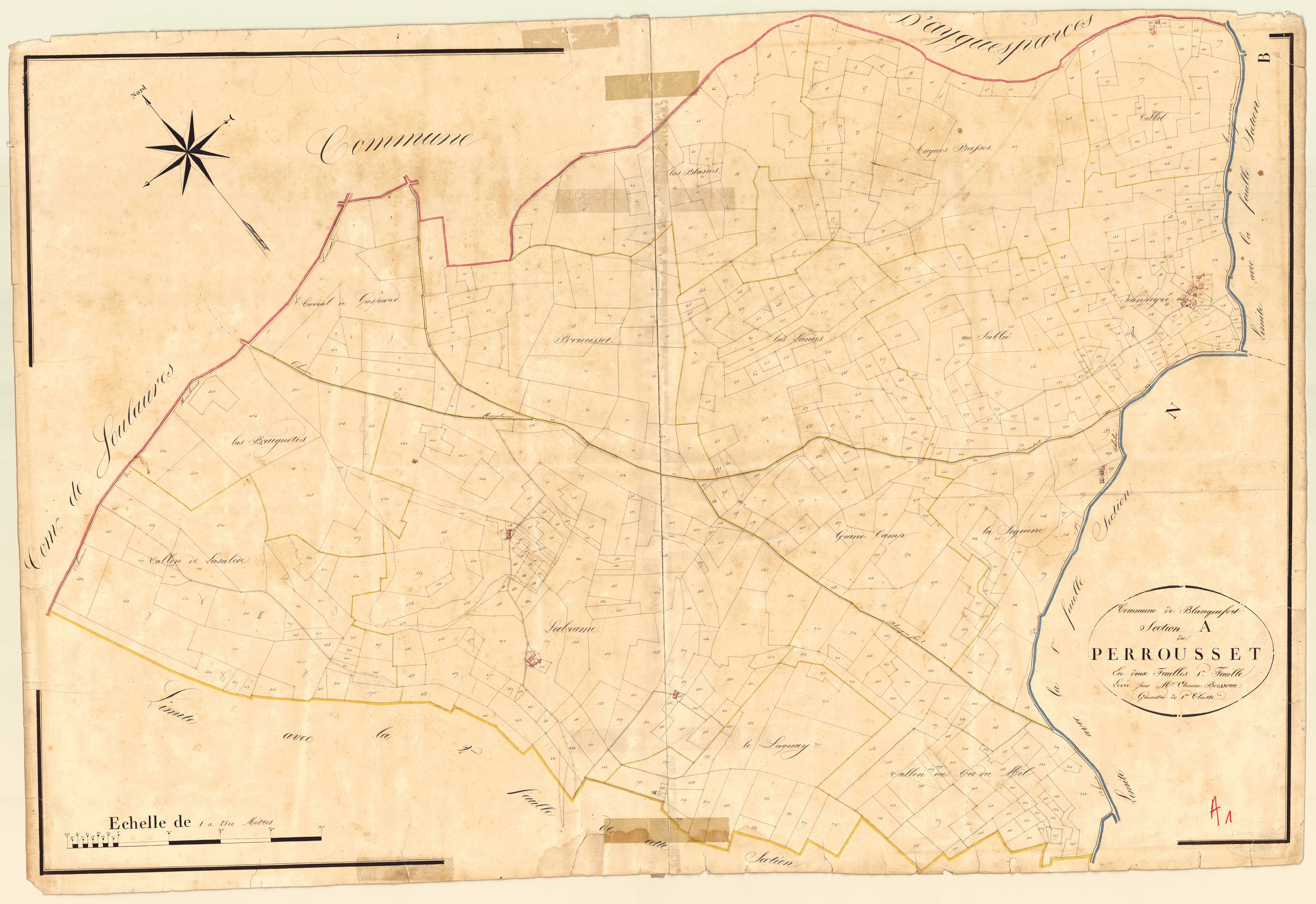 Plan napoléonien, atlas-A1 Perrousset, Blanquefort-sur-Briolance