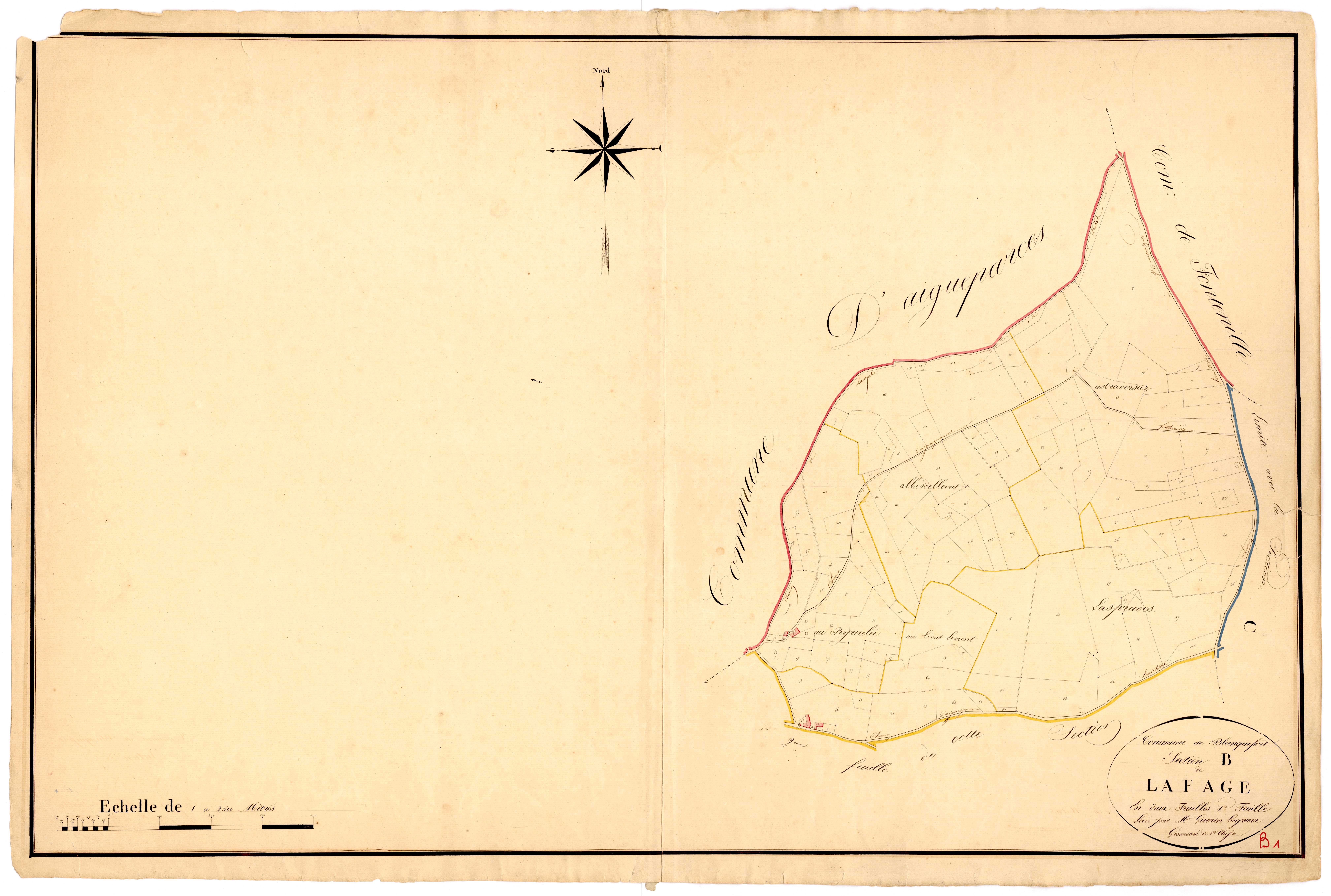 Plan napoléonien, atlas-B1 Lafage, Blanquefort-sur-Briolance