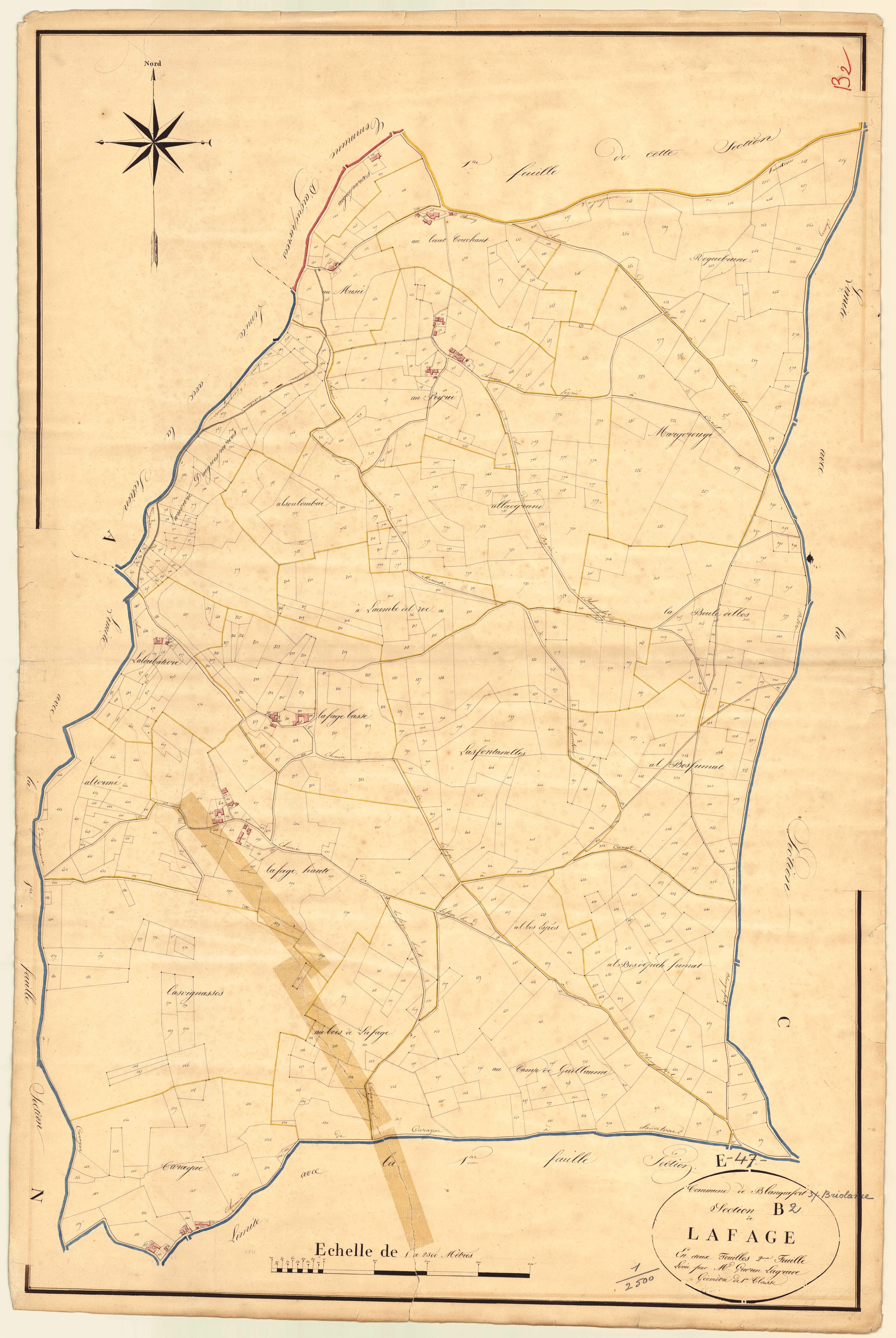 Plan napoléonien, atlas-B2 Lafage, Blanquefort-sur-Briolance