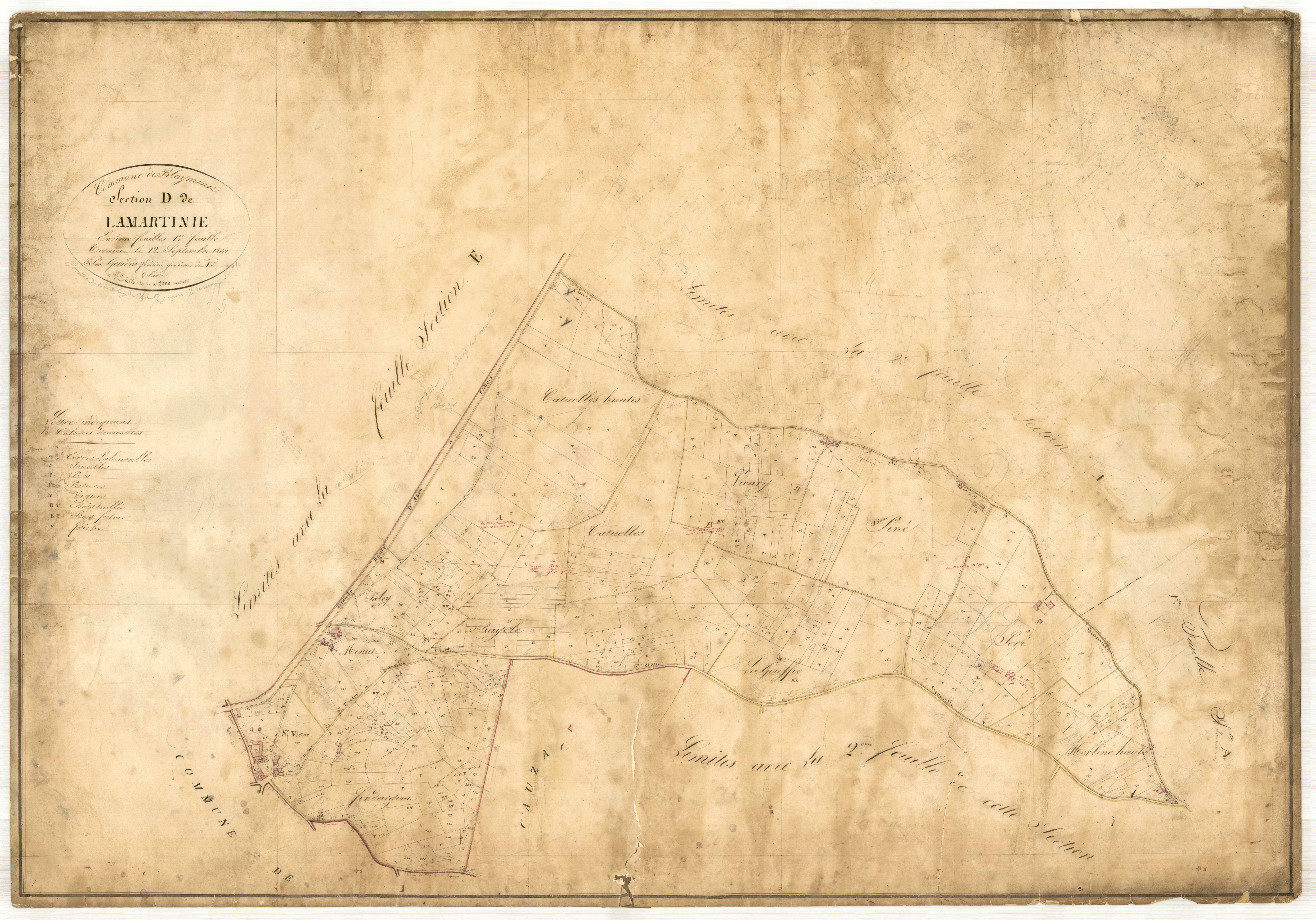 Plan napoléonien, feuille préparatoire-D1 Lamartinie, Blaymont