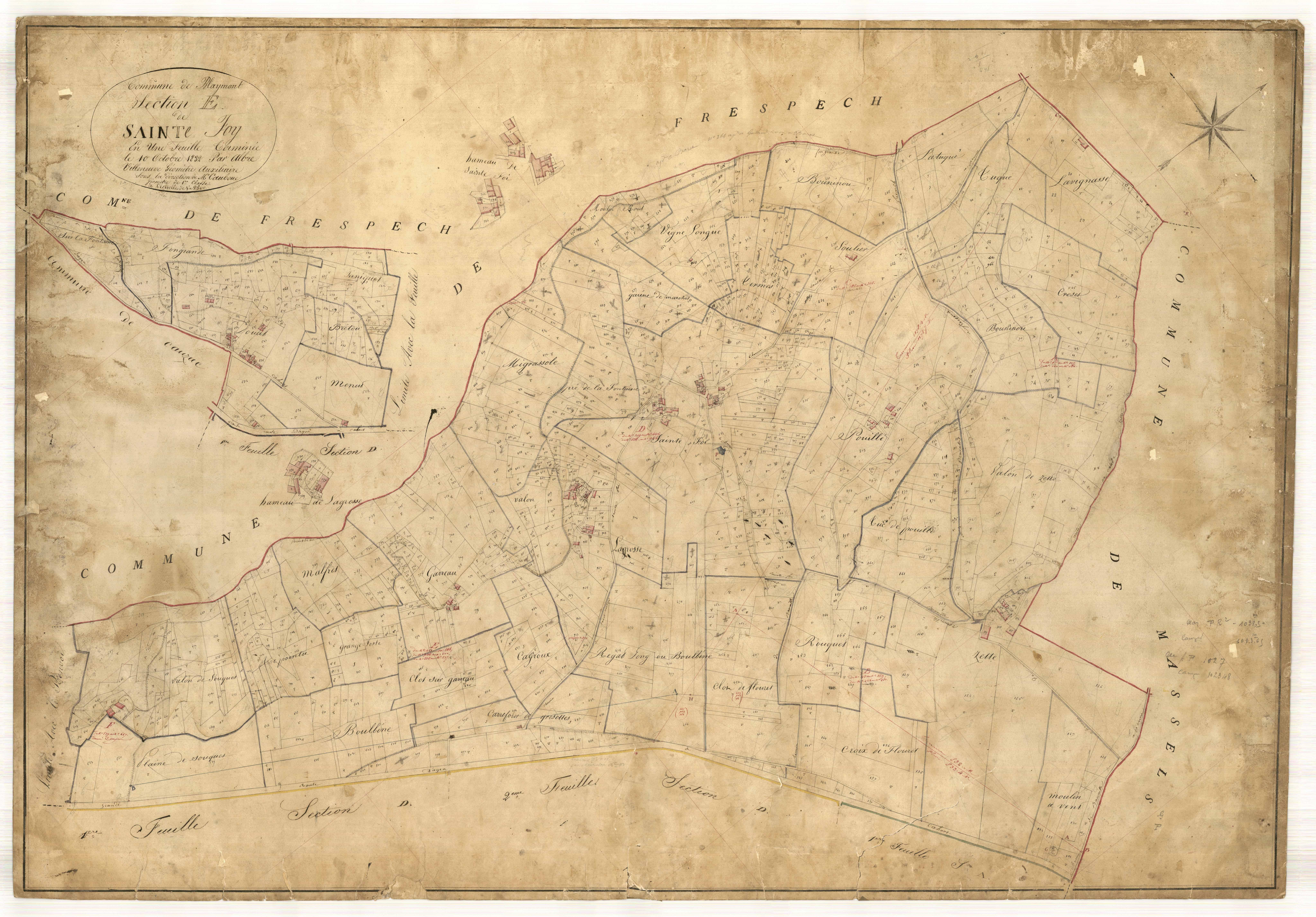 Plan napoléonien, feuille préparatoire-E Sainte-Foy, Blaymont