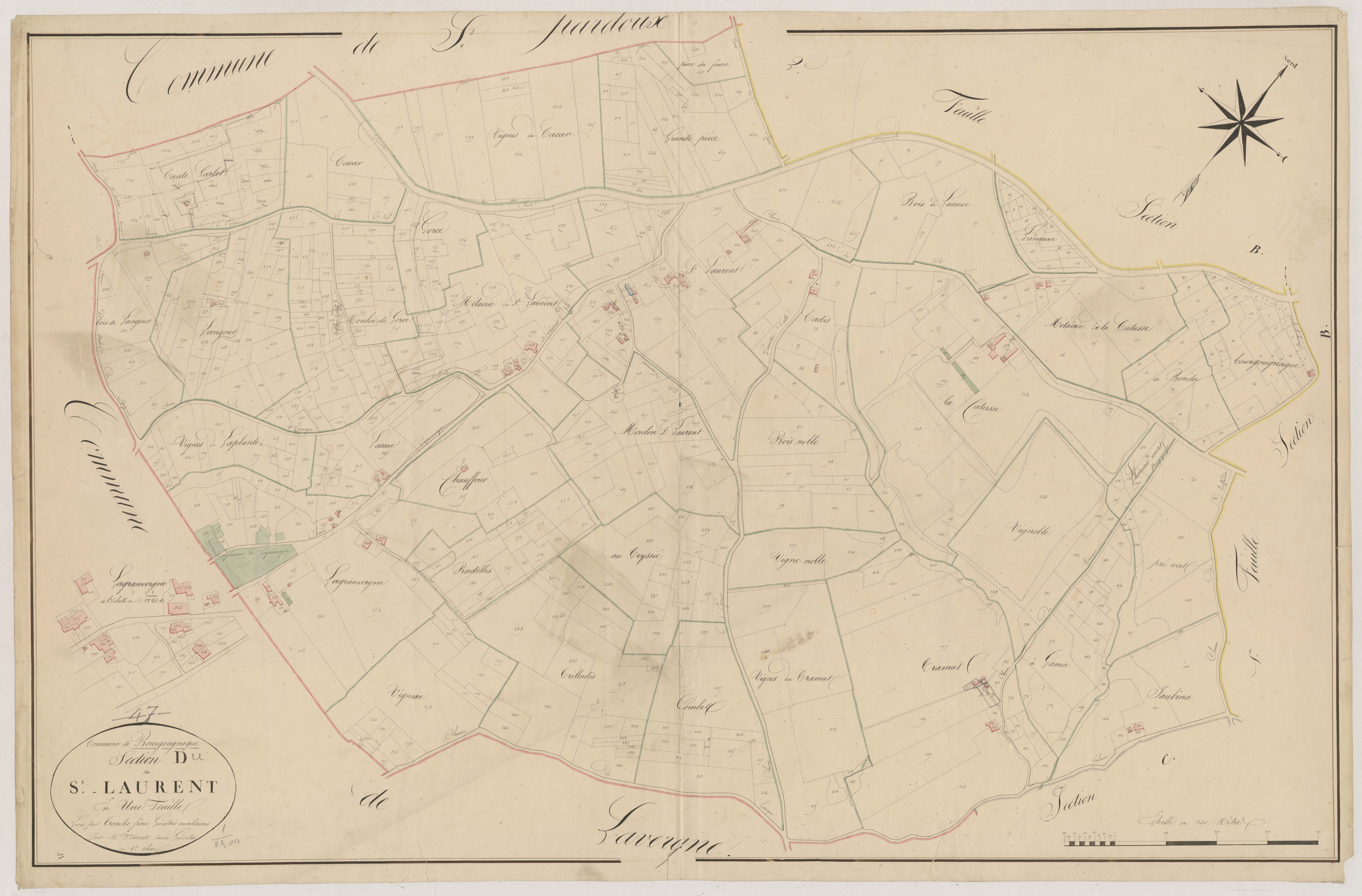 Plan napoléonien, atlas-D Saint-Laurent, Bourgougnague