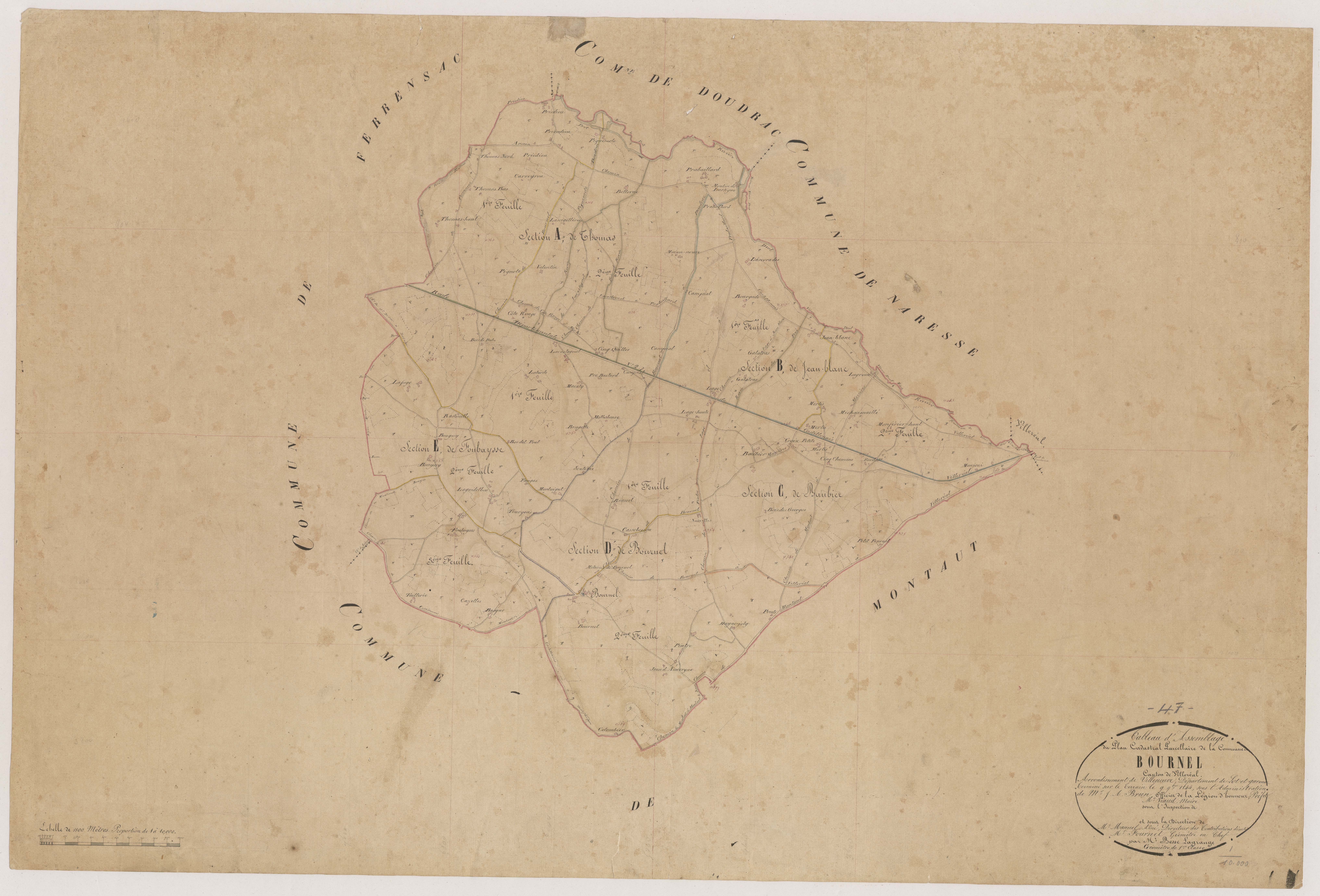 Plan napoléonien, feuille préparatoire-TA, Bournel