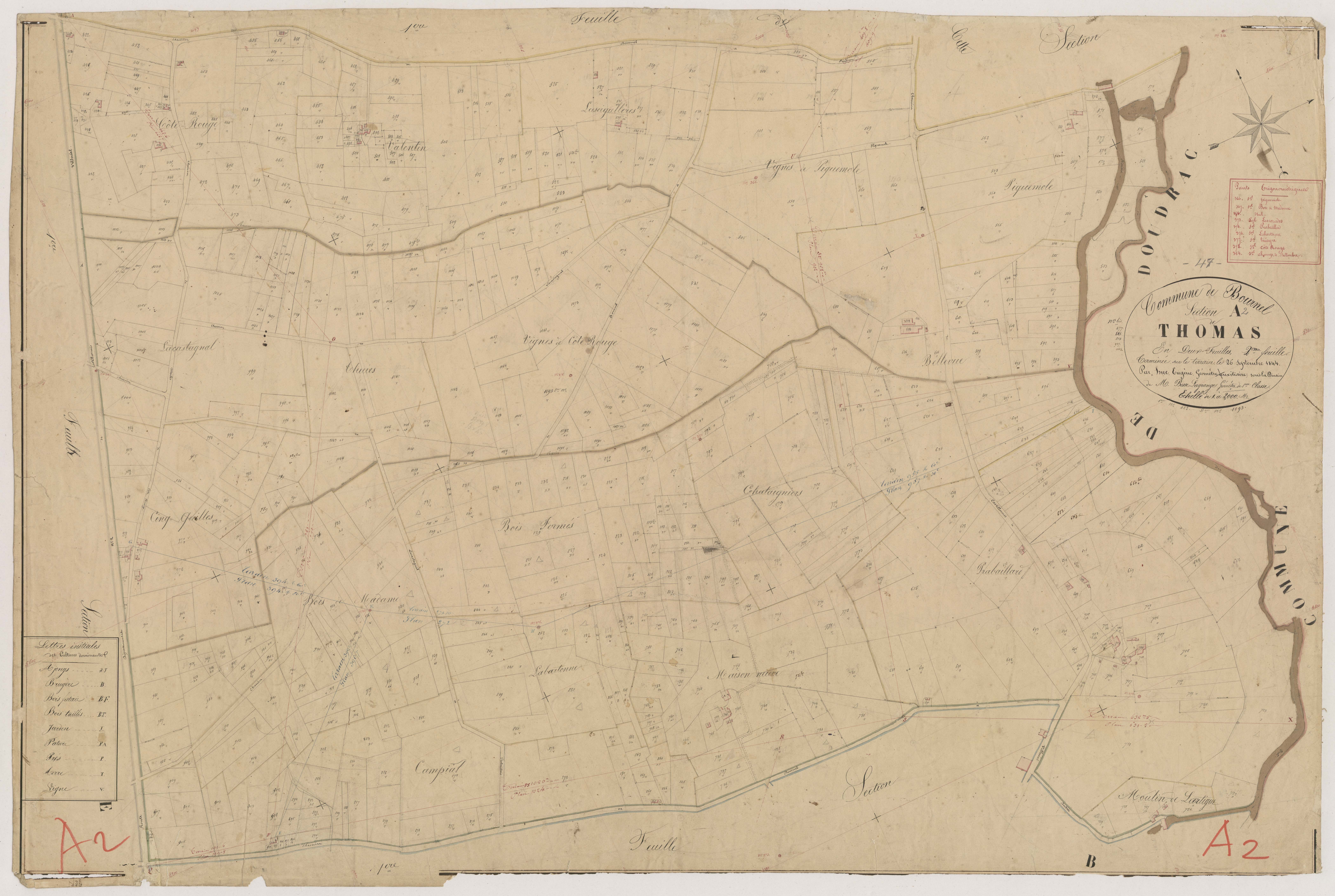 Plan napoléonien, feuille préparatoire-A2 Thomas, Bournel