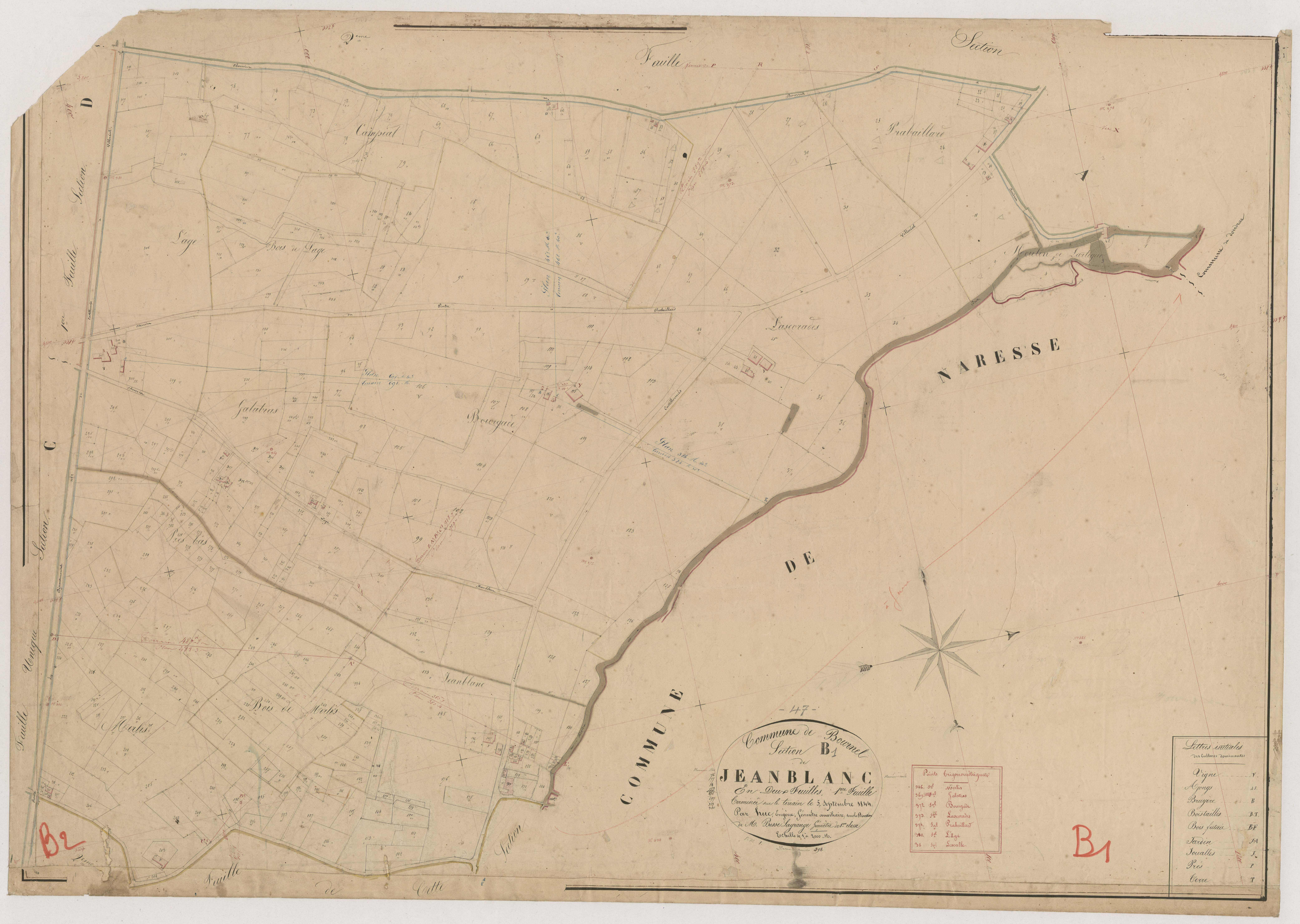 Plan napoléonien, feuille préparatoire-B1 Jeanblanc, Bournel