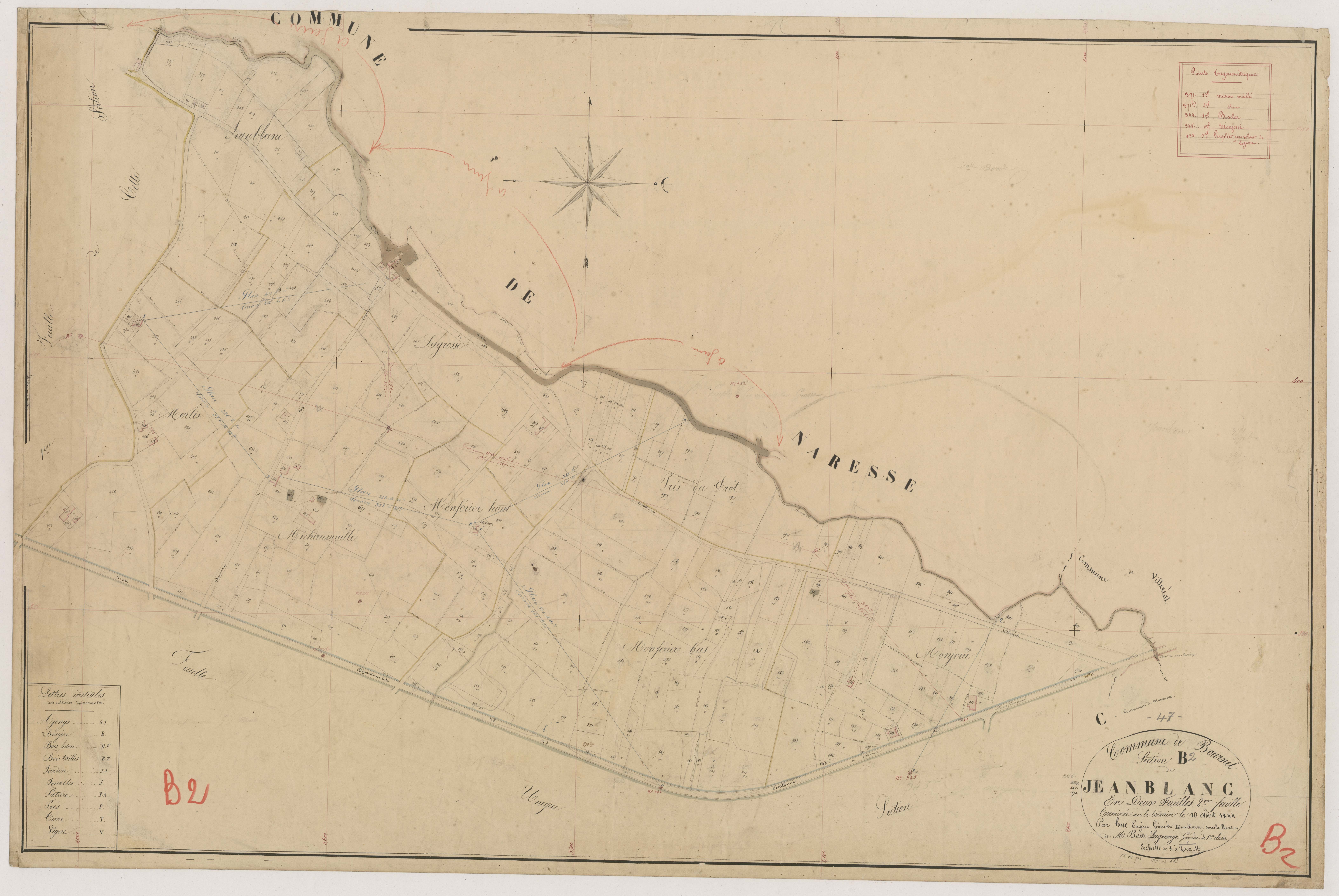 Plan napoléonien, feuille préparatoire-B2 Jeanblanc, Bournel