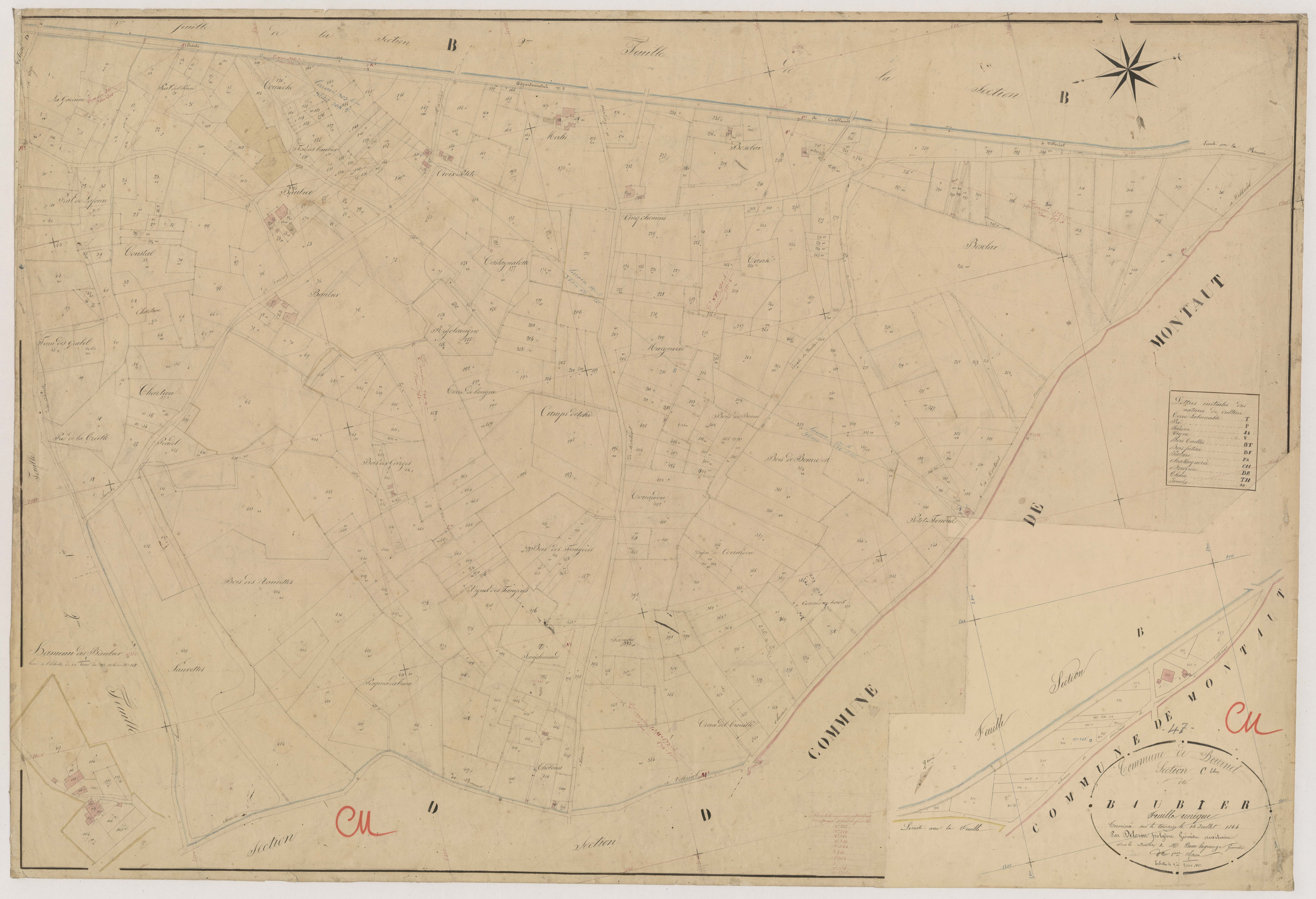 Plan napoléonien, feuille préparatoire-C Baubier, Bournel