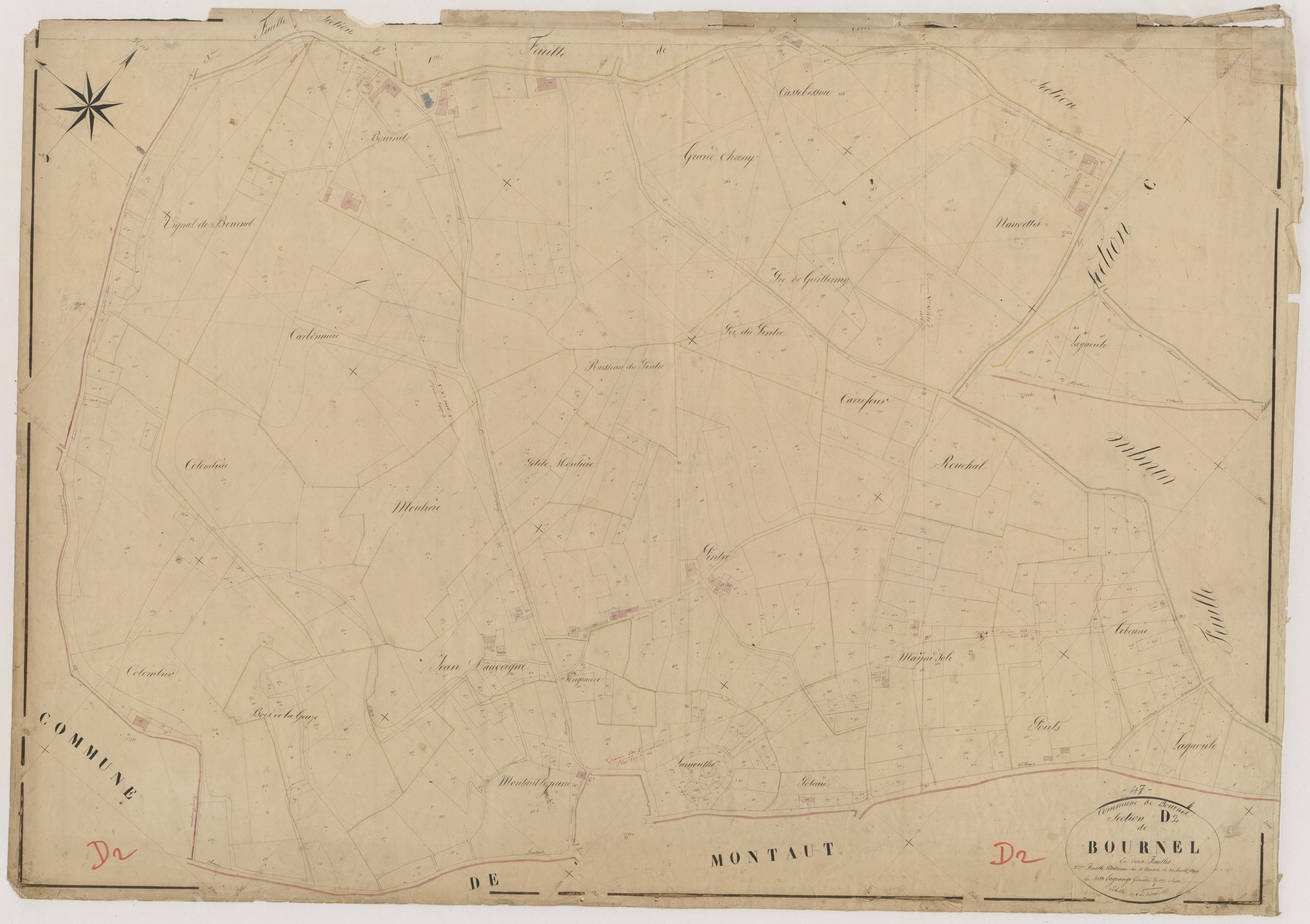 Plan napoléonien, feuille préparatoire-D2 Bournel, Bournel