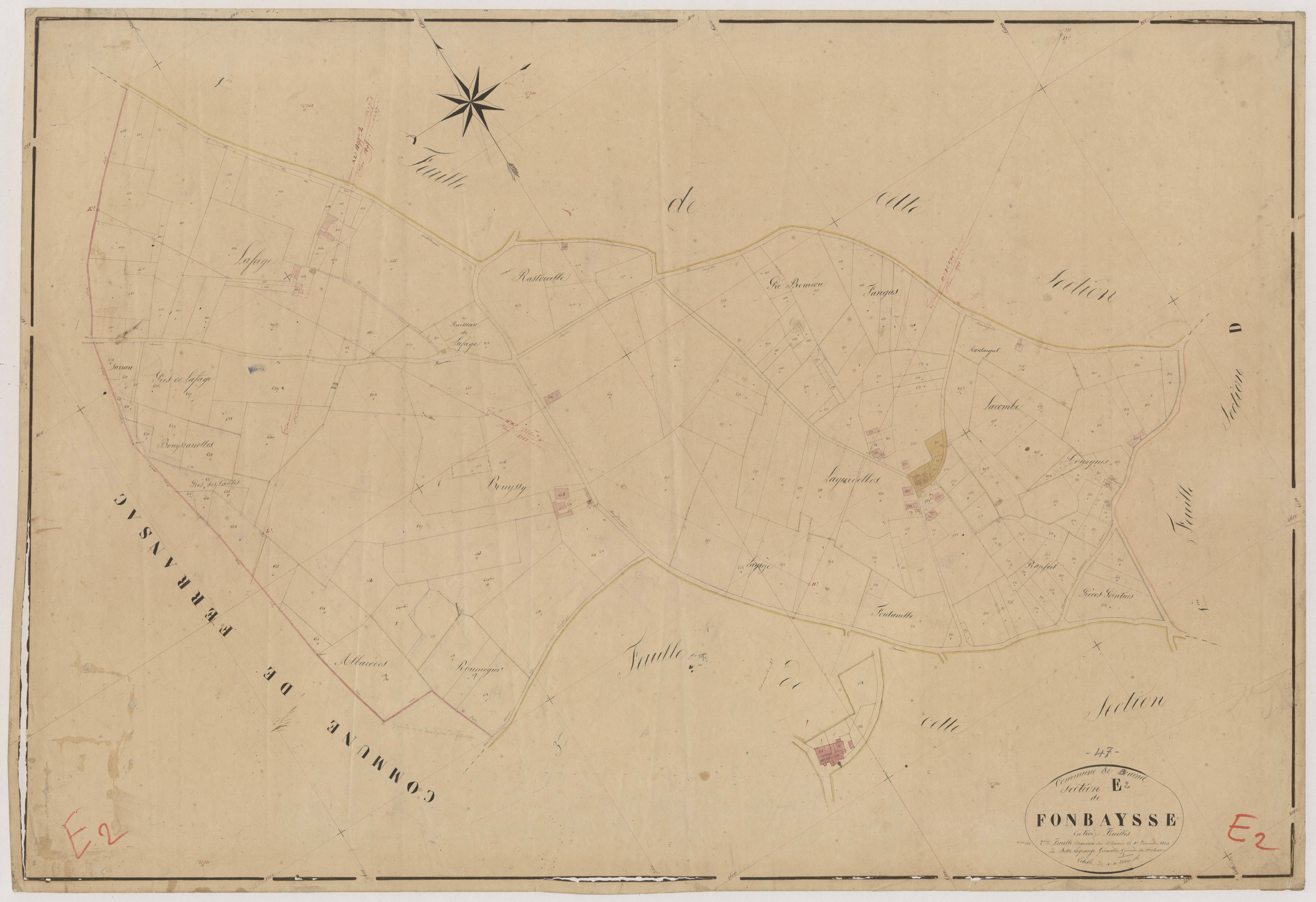 Plan napoléonien, feuille préparatoire-E2 Fonbaysse, Bournel