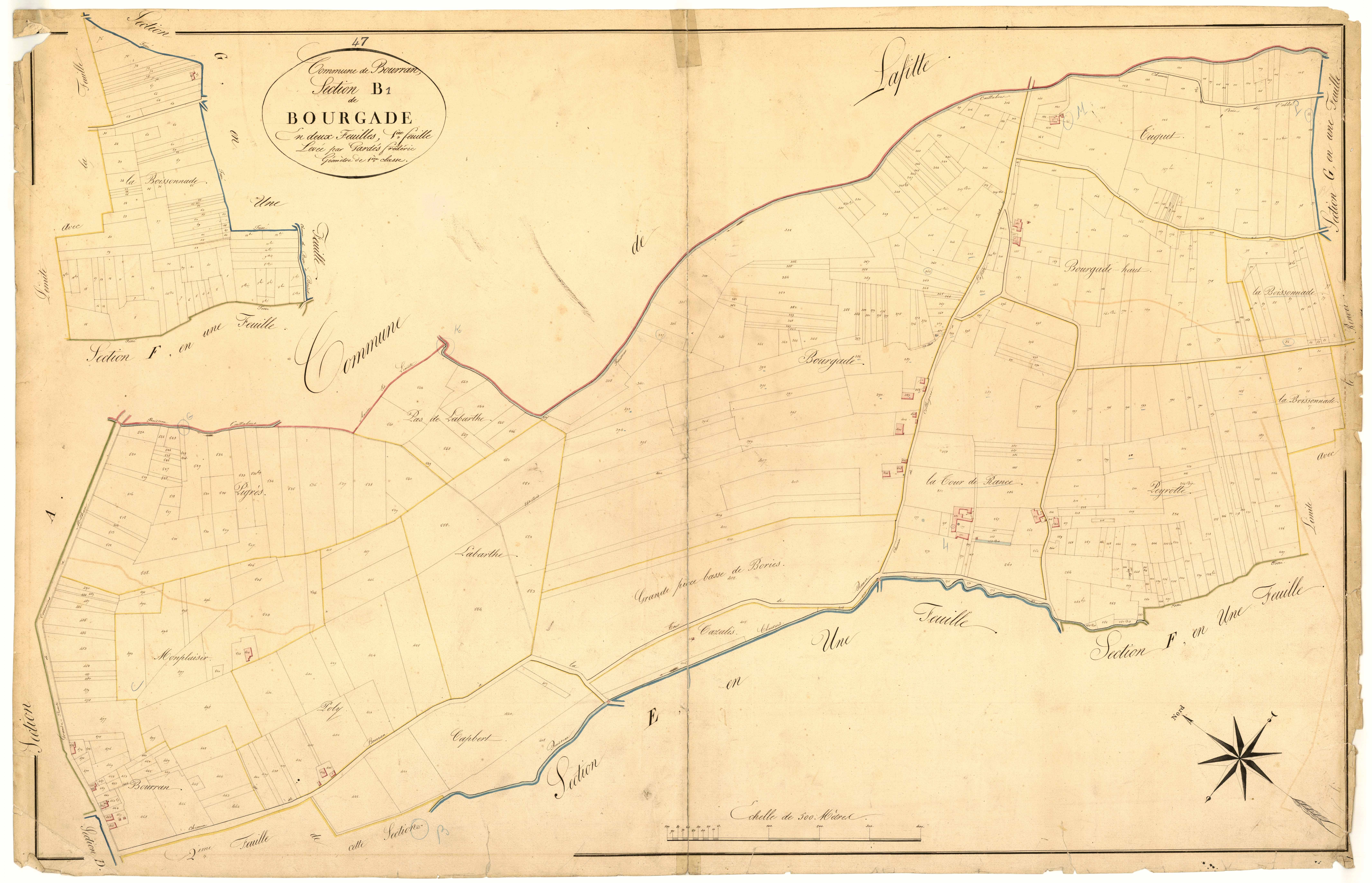 Plan napoléonien, atlas-B1 Bourgade, Bourran
