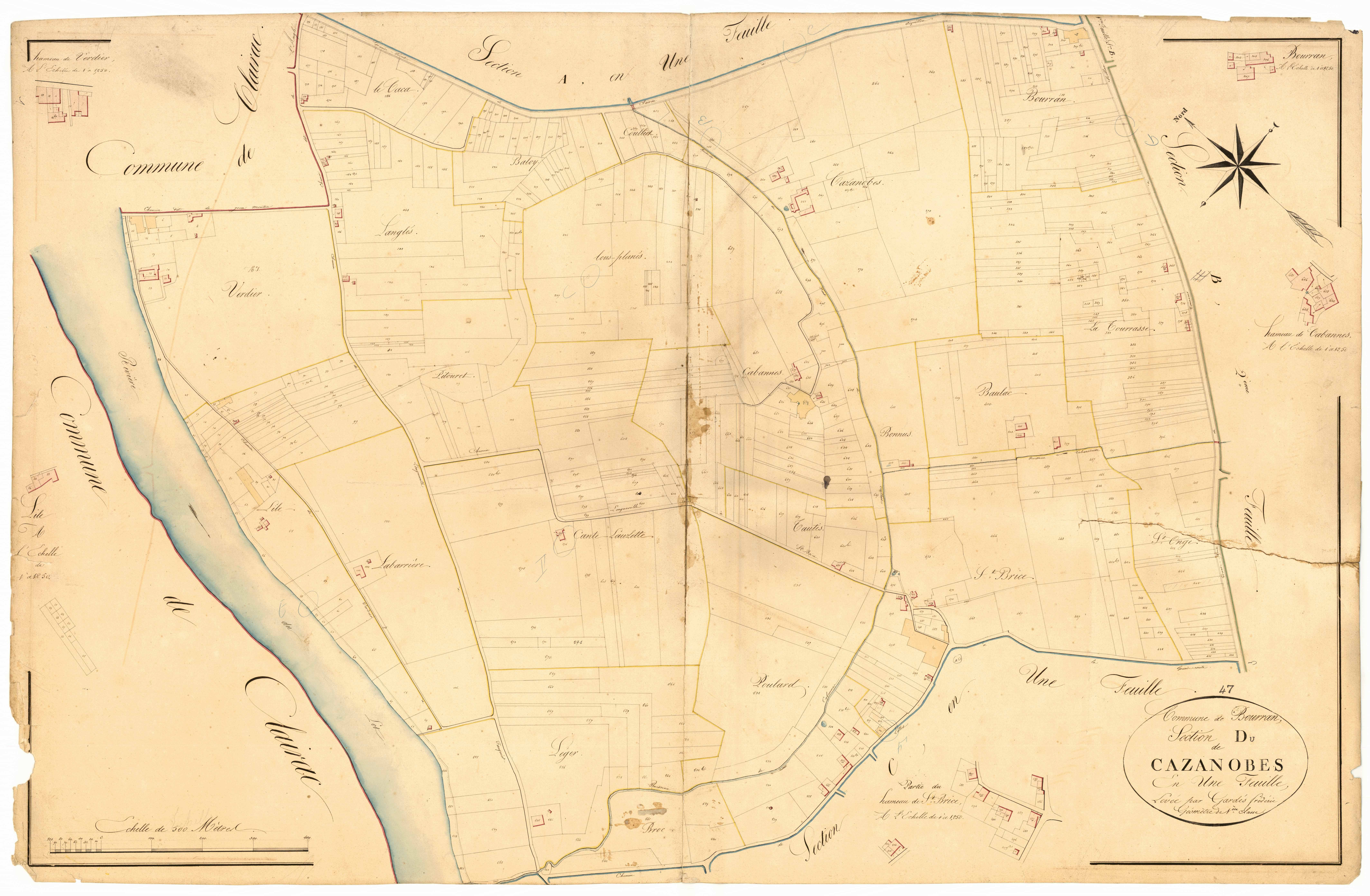 Plan napoléonien, atlas-D Cazanobes, Bourran