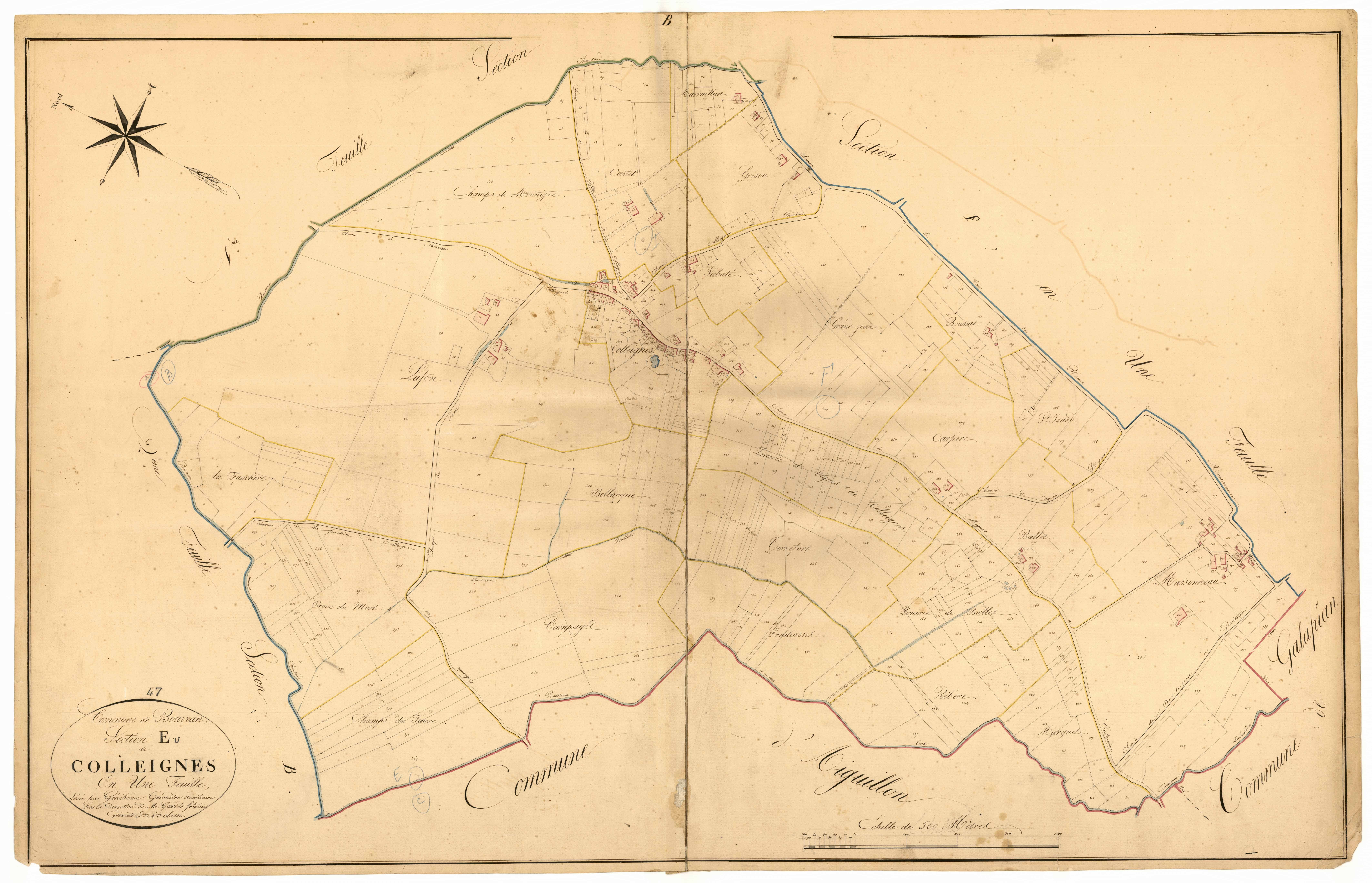 Plan napoléonien, atlas-E Colleignes, Bourran