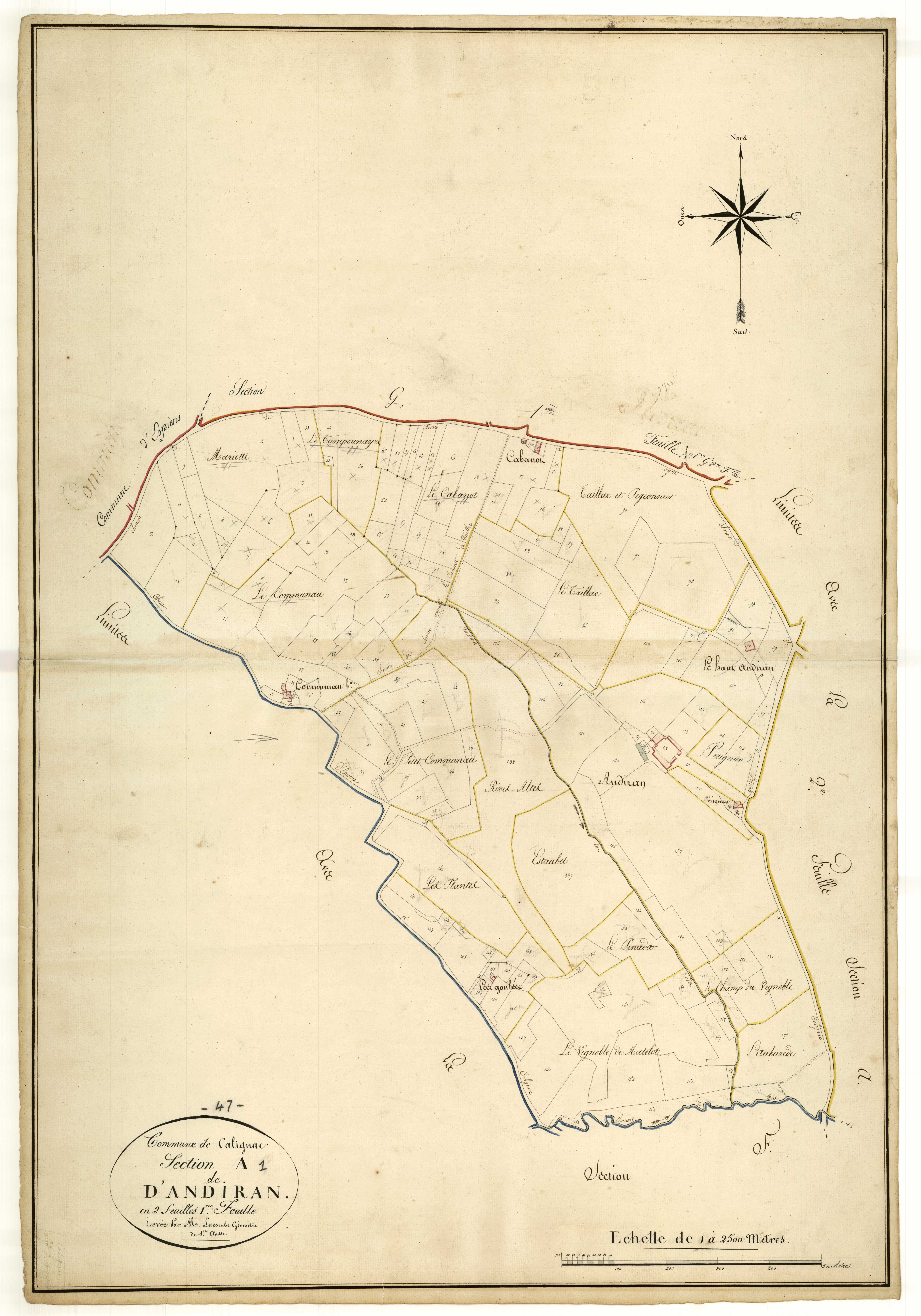 Plan napoléonien, atlas-A1 Andiran, Calignac