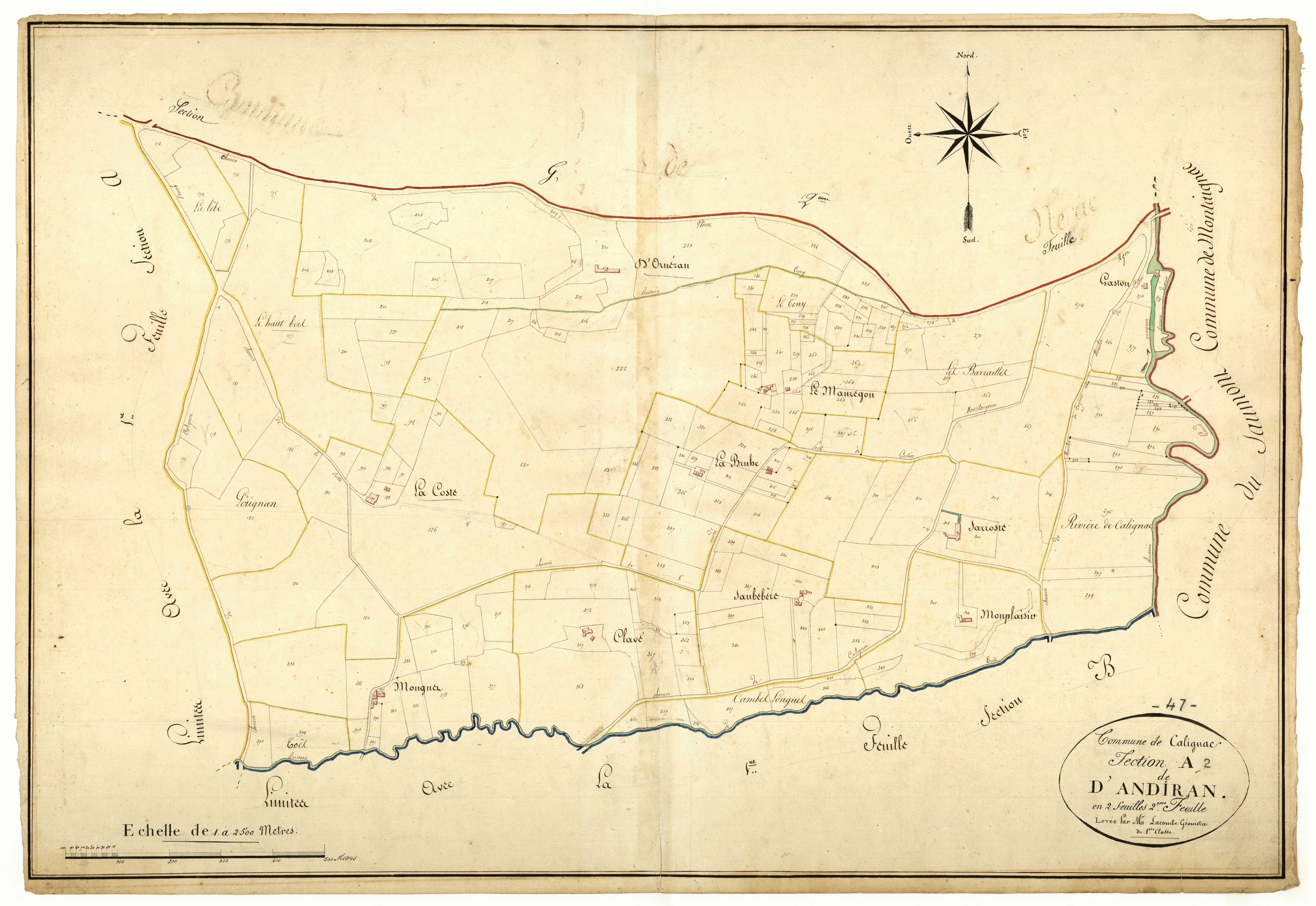 Plan napoléonien, atlas-A2 Andiran, Calignac