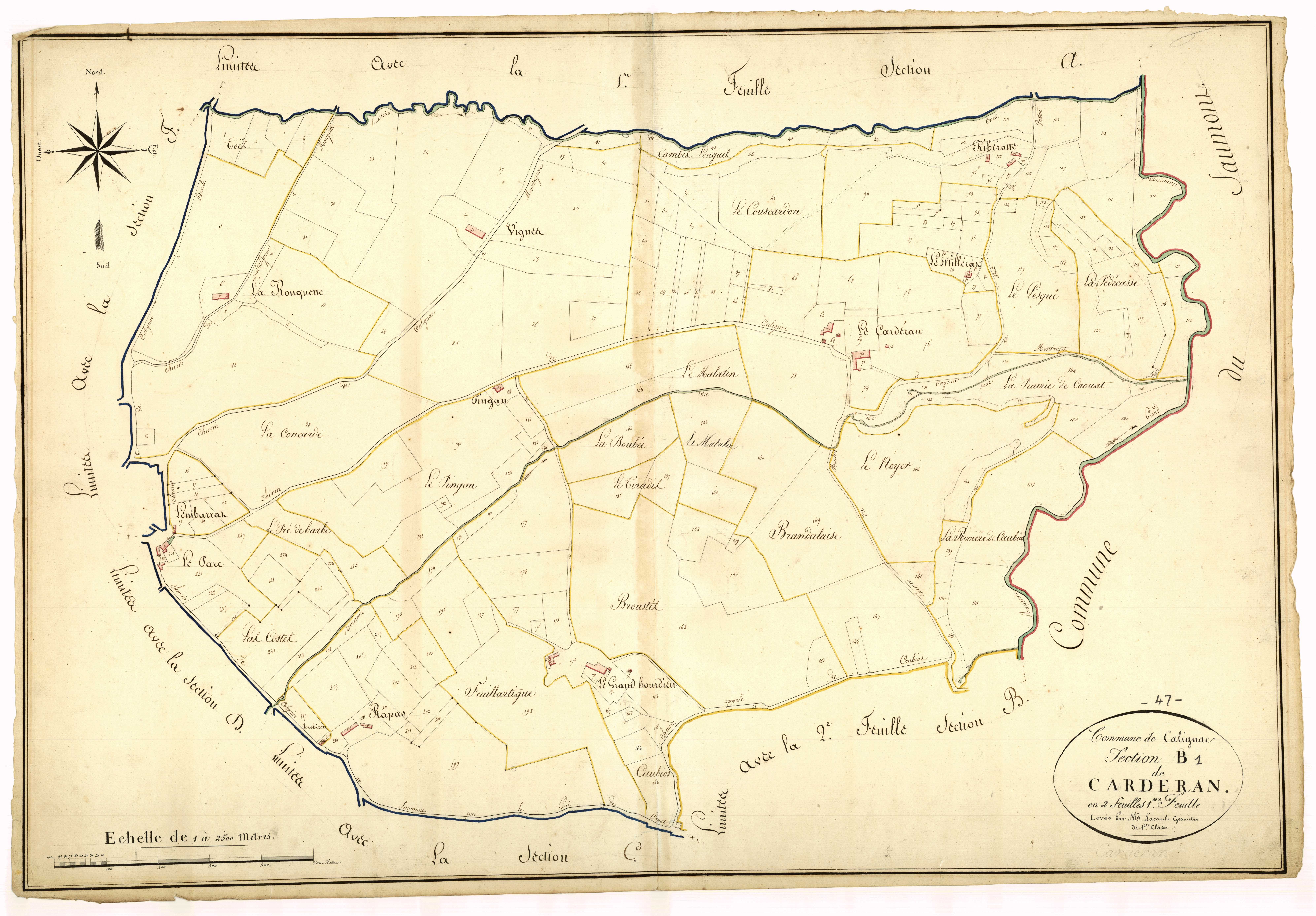 Plan napoléonien, atlas-B1 Carderan, Calignac