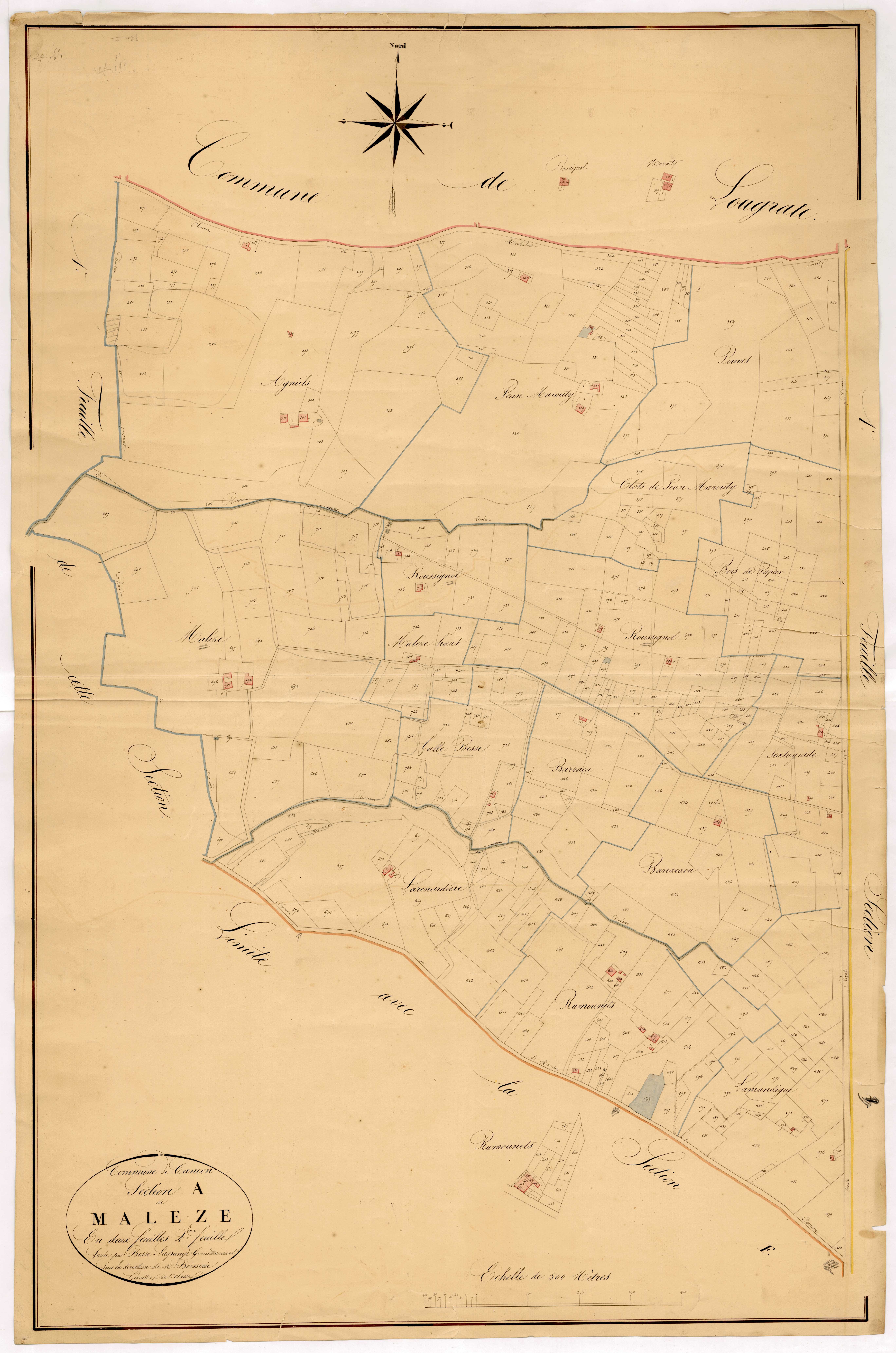 Plan napoléonien, atlas-A2 Malèze, Cancon
