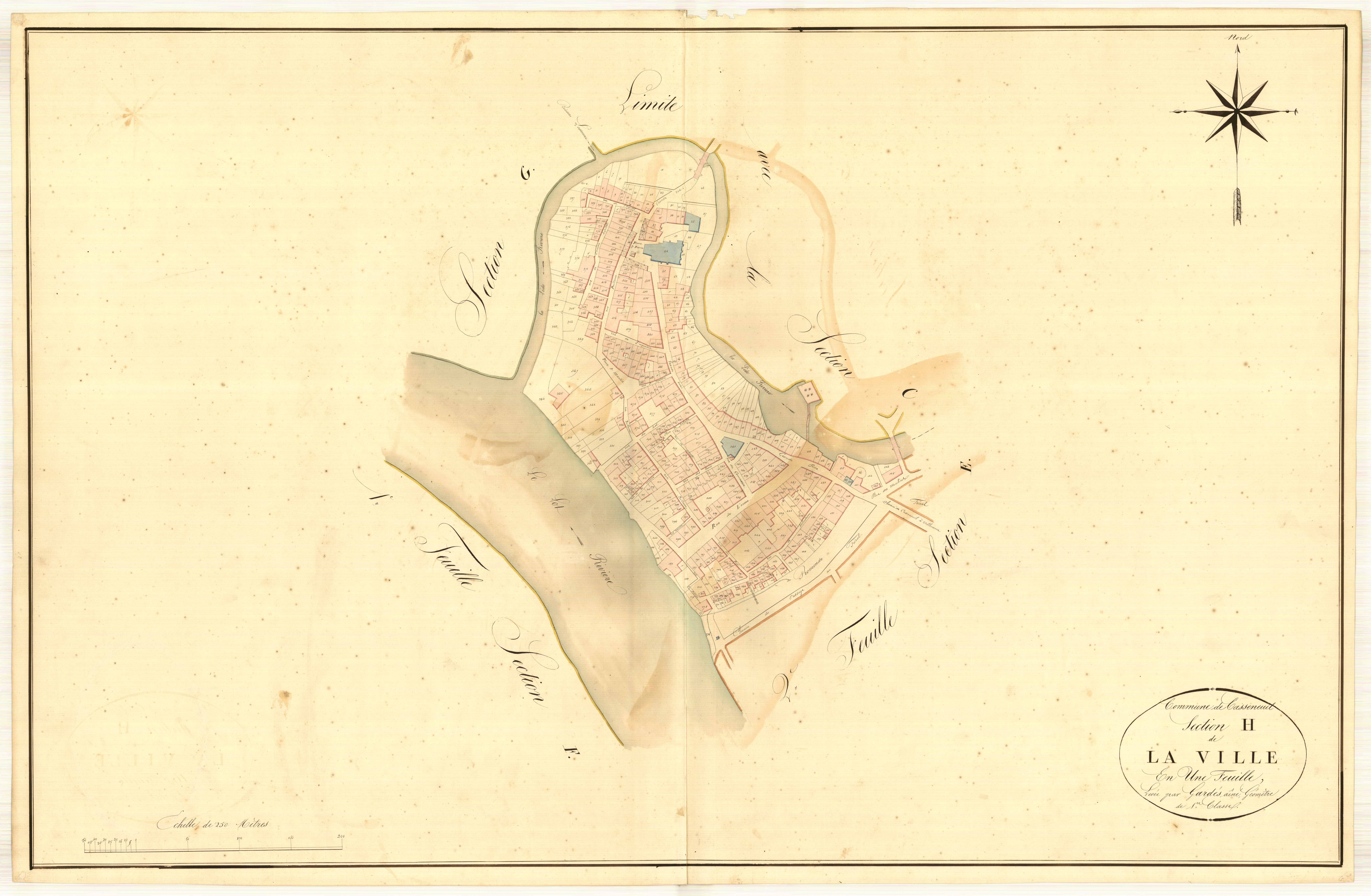 Plan napoléonien, atlas-H La Ville de Casseneuil, Casseneuil