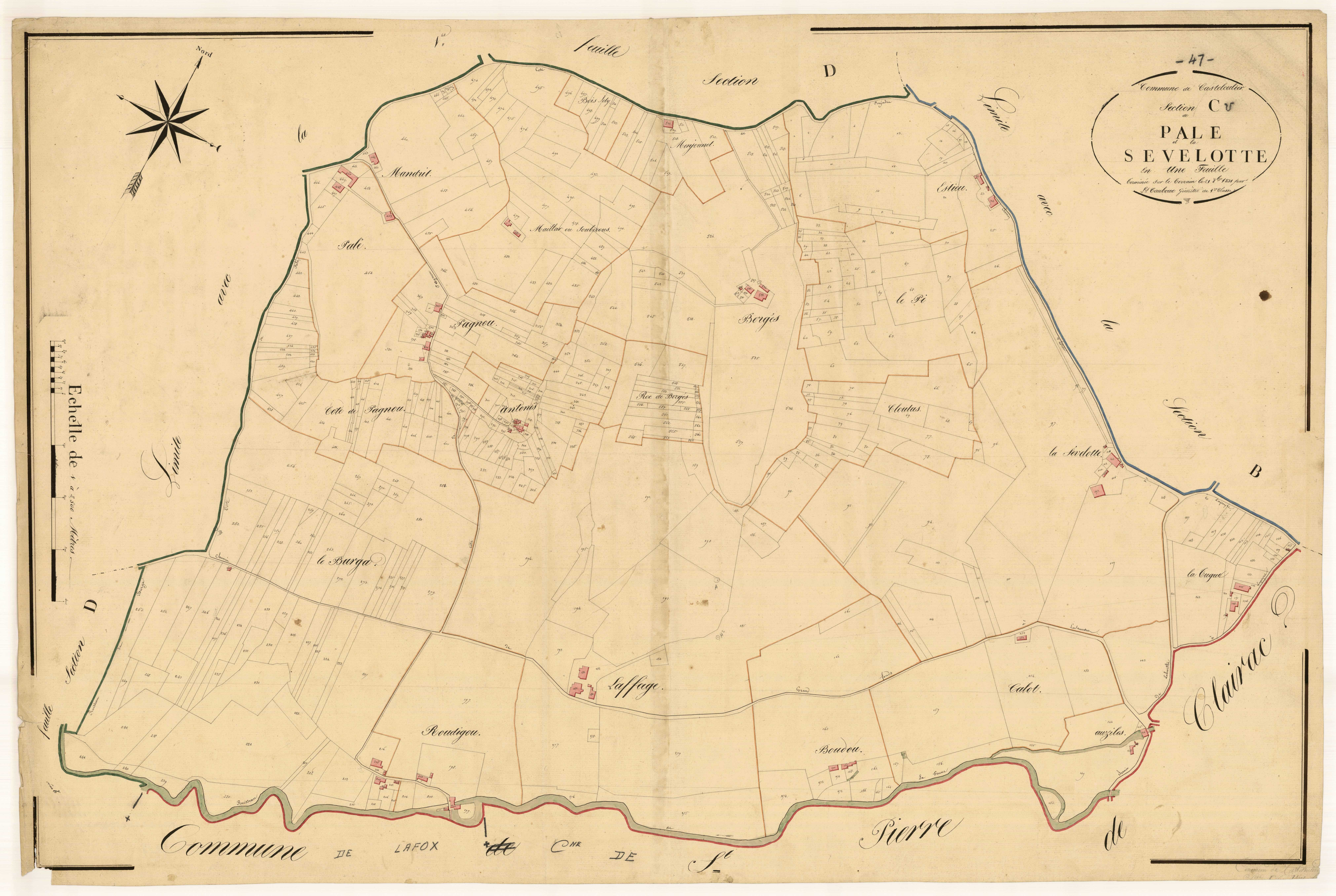 Plan napoléonien, atlas-C Pale et La Sevelotte, Castelculier