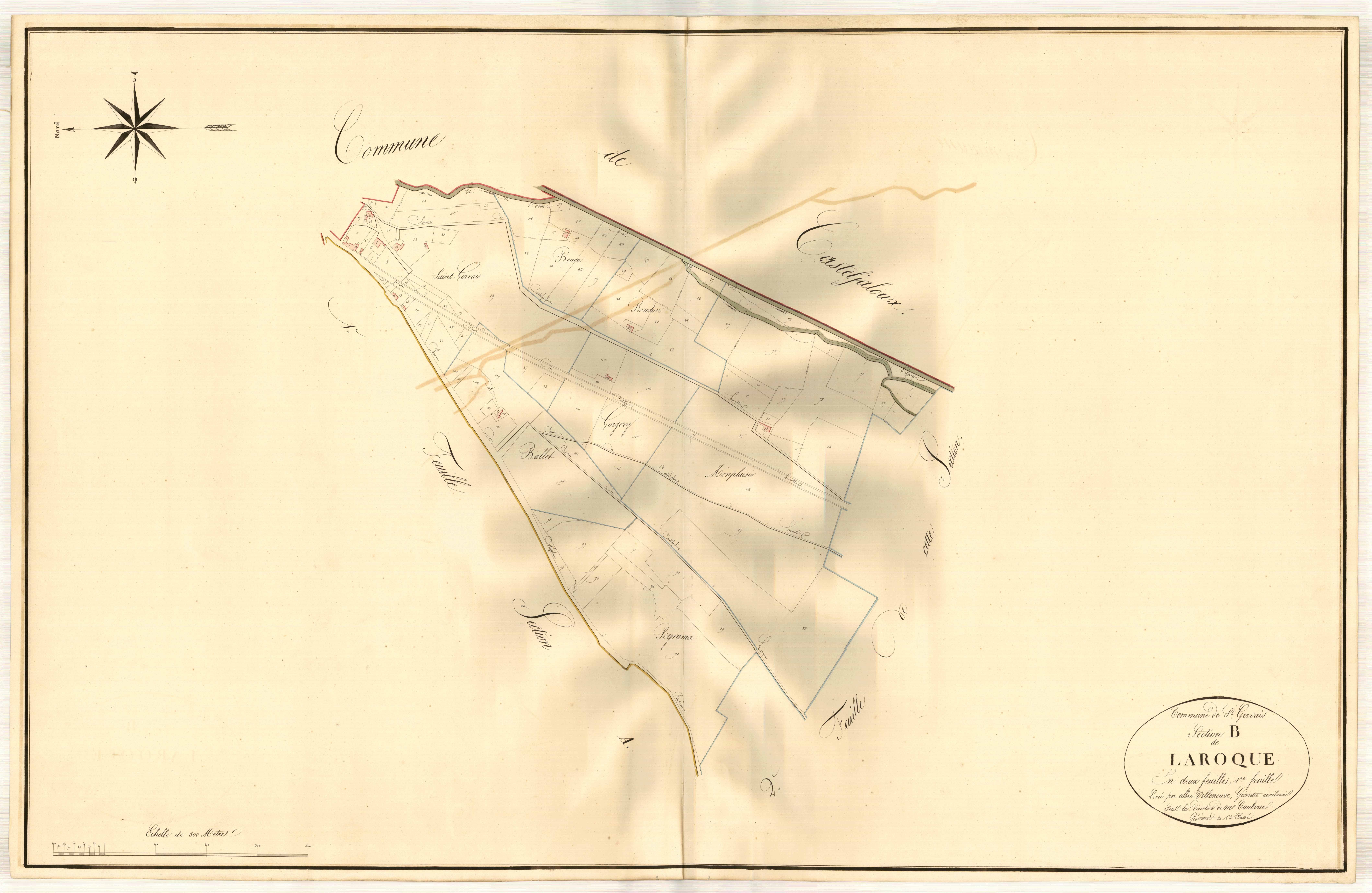 Plan napoléonien, atlas-B1 Laroque, Saint-Gervais (voir Casteljaloux)