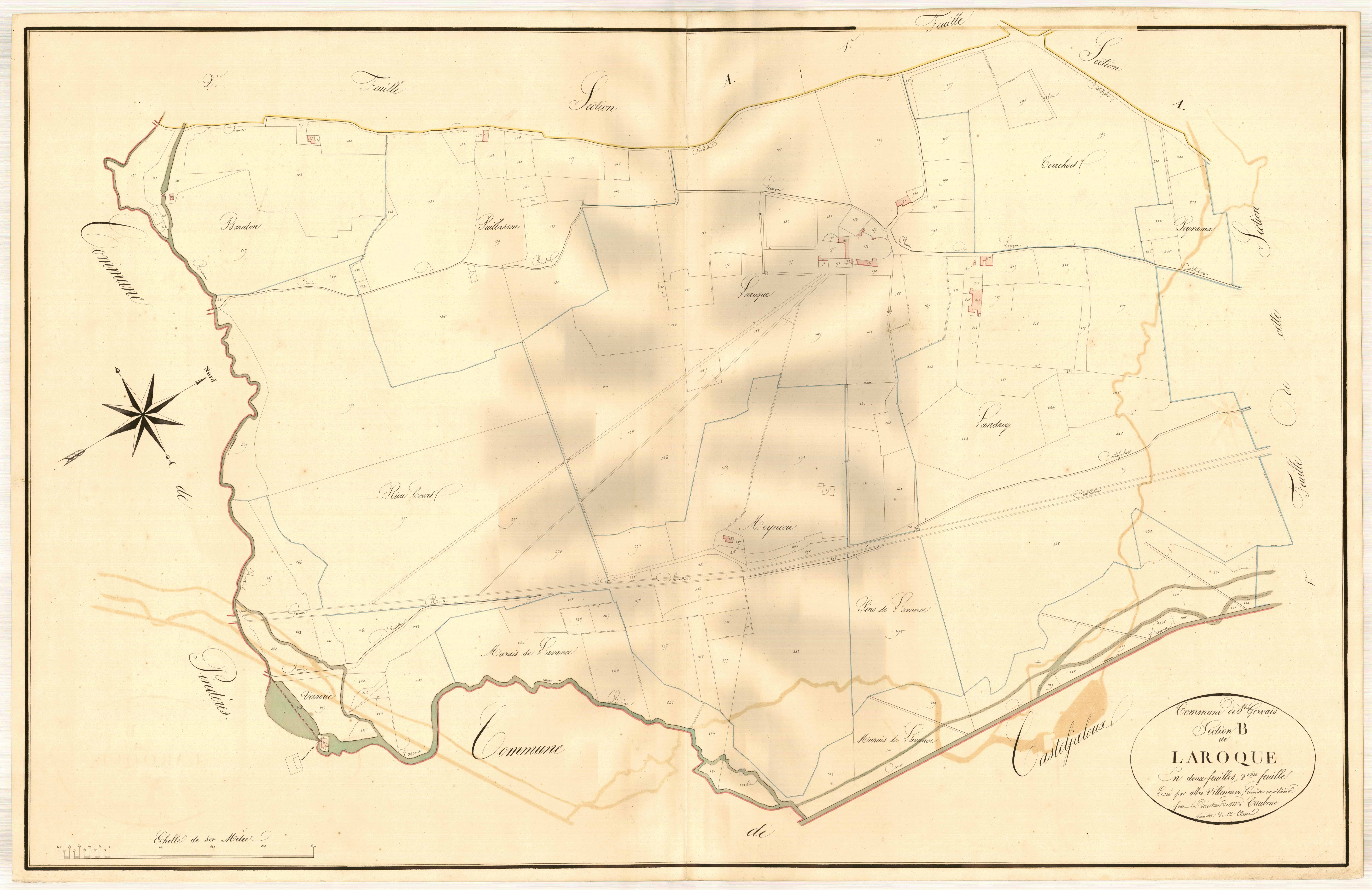 Plan napoléonien, atlas-B2 Laroque, Saint-Gervais (voir Casteljaloux)