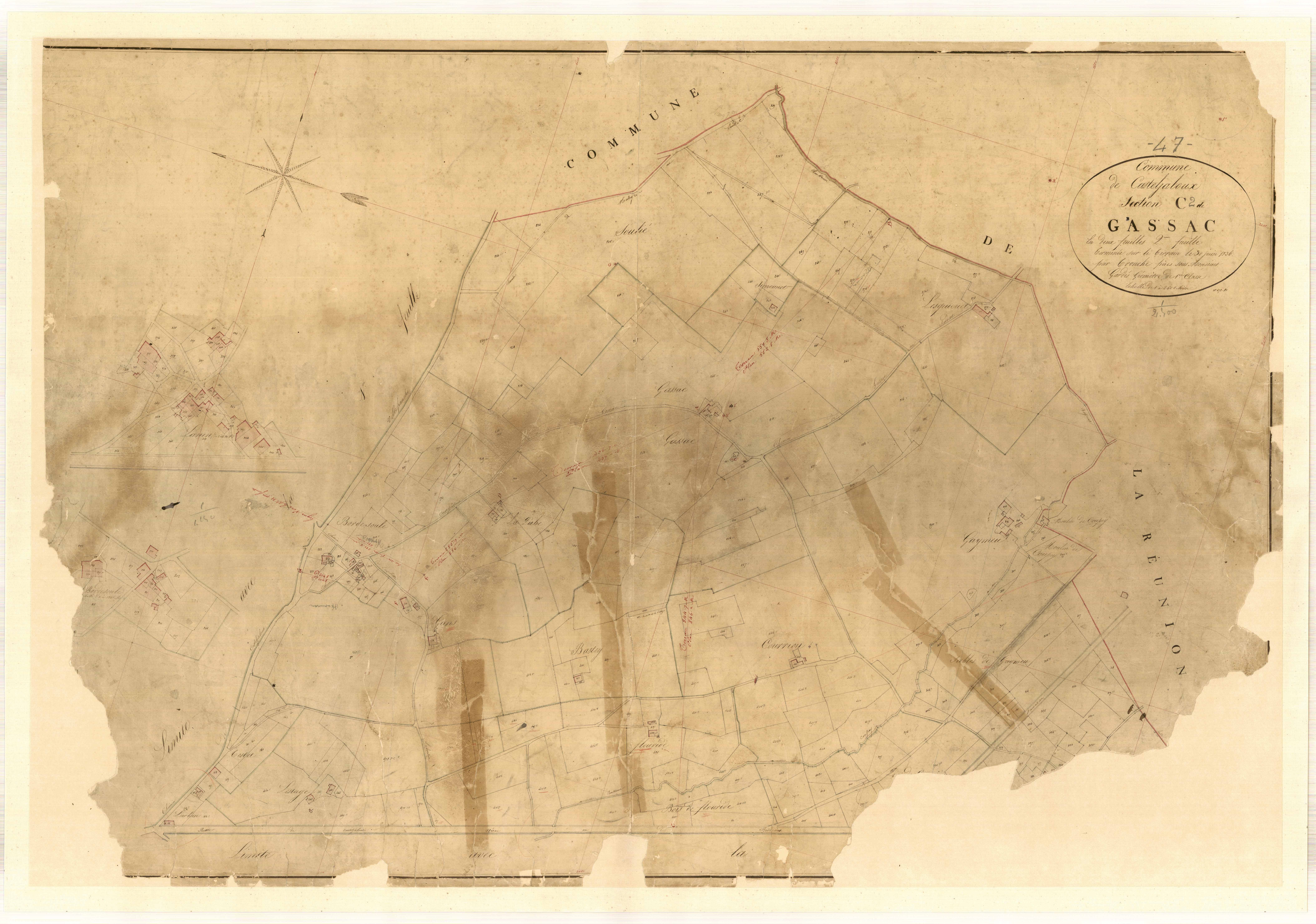 Plan napoléonien, feuille préparatoire-C2 Gassac, Casteljaloux