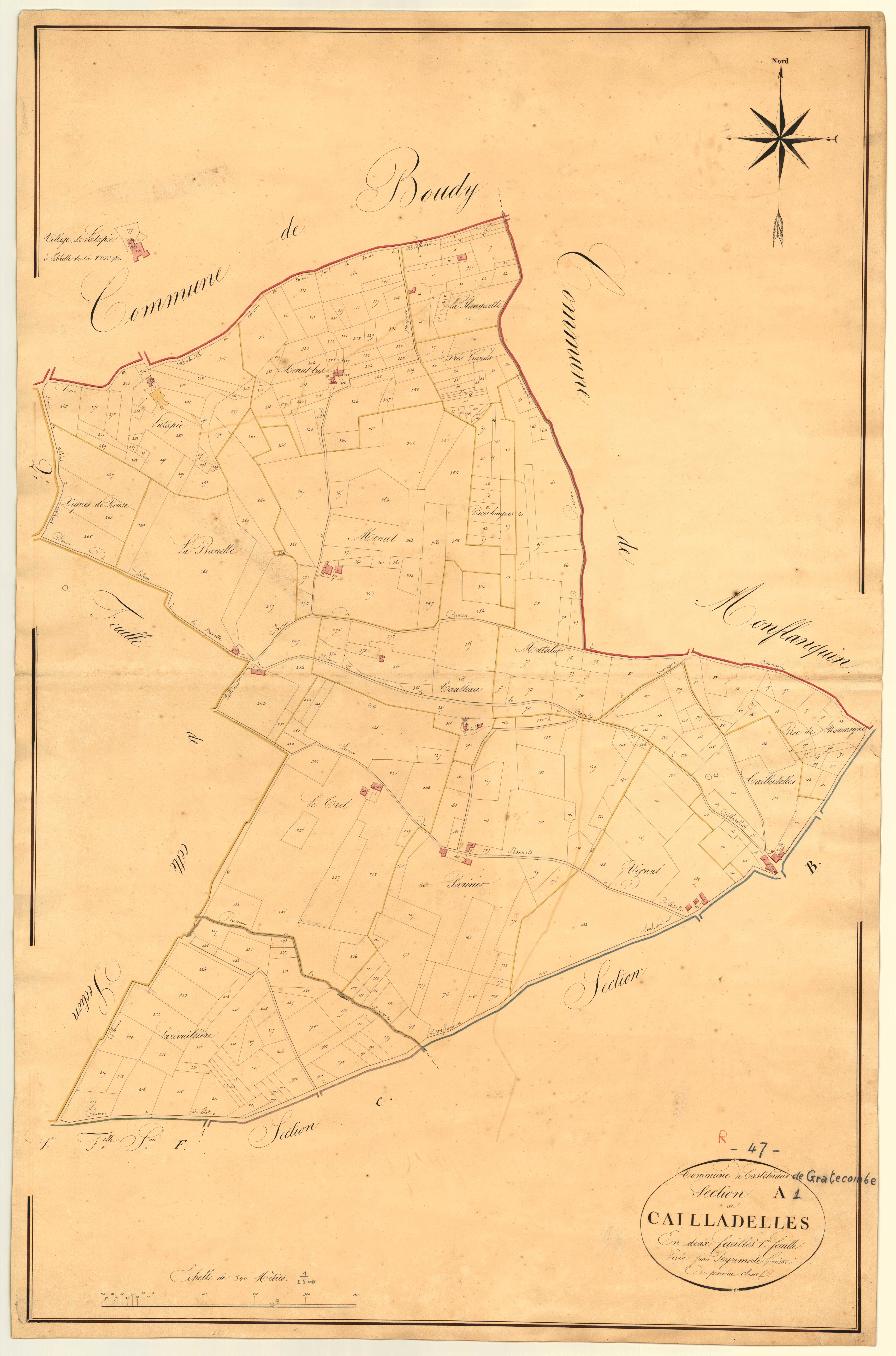 Plan napoléonien, atlas-A1 Cailladelles, Castelnaud-de-Gratecambe