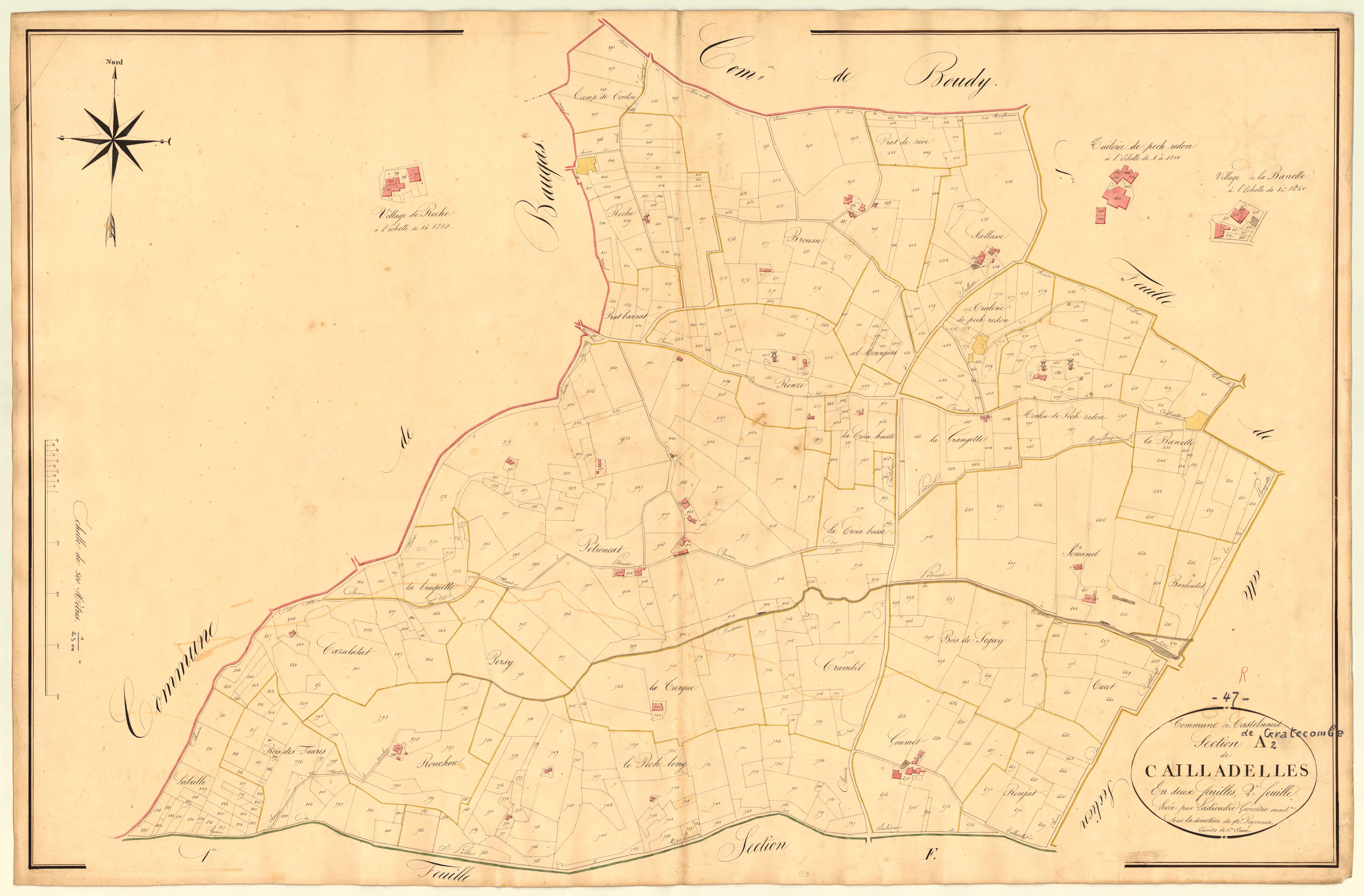 Plan napoléonien, atlas-A2 Cailladelles, Castelnaud-de-Gratecambe