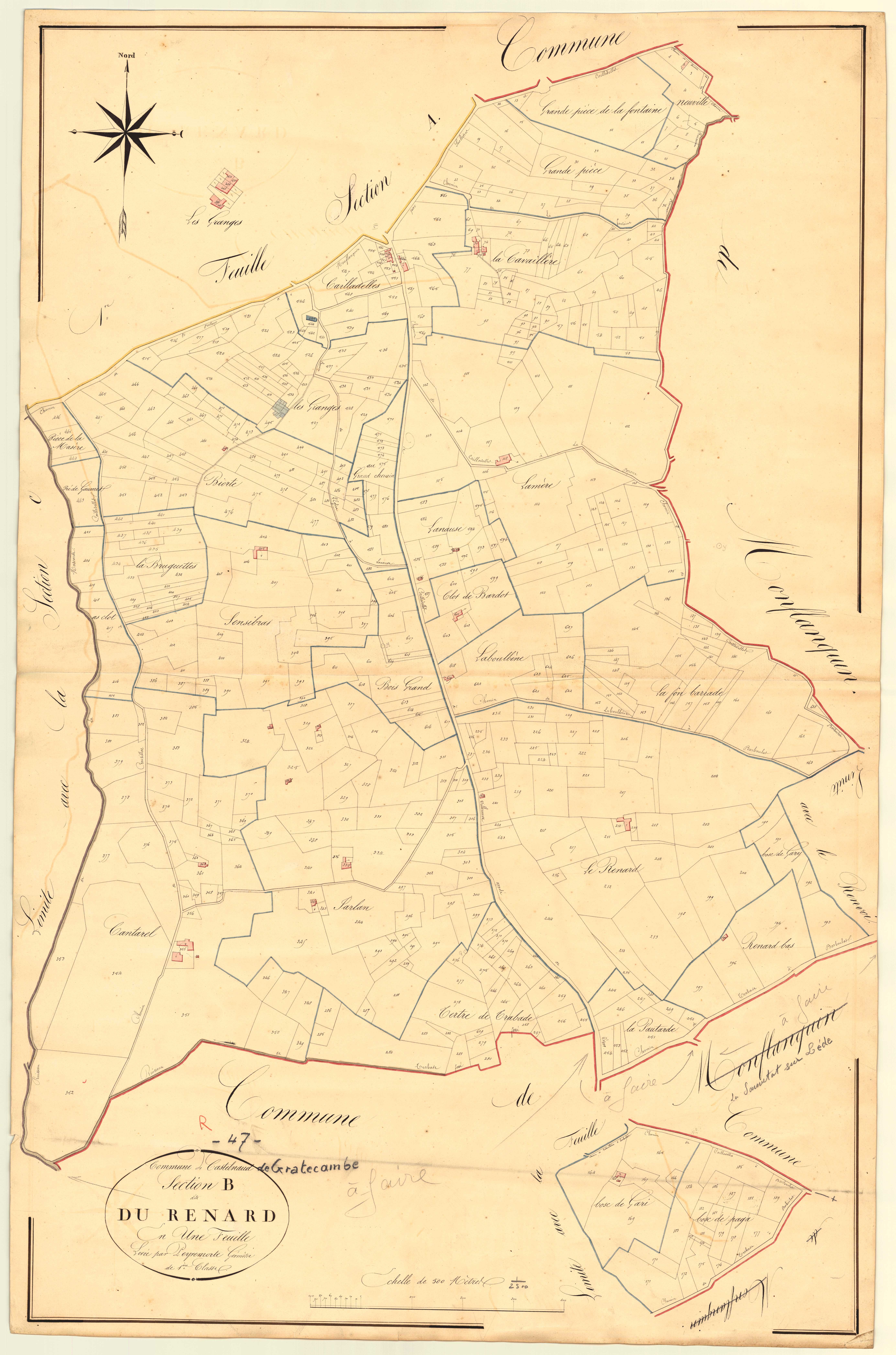 Plan napoléonien, atlas-B Le Renard, Castelnaud-de-Gratecambe