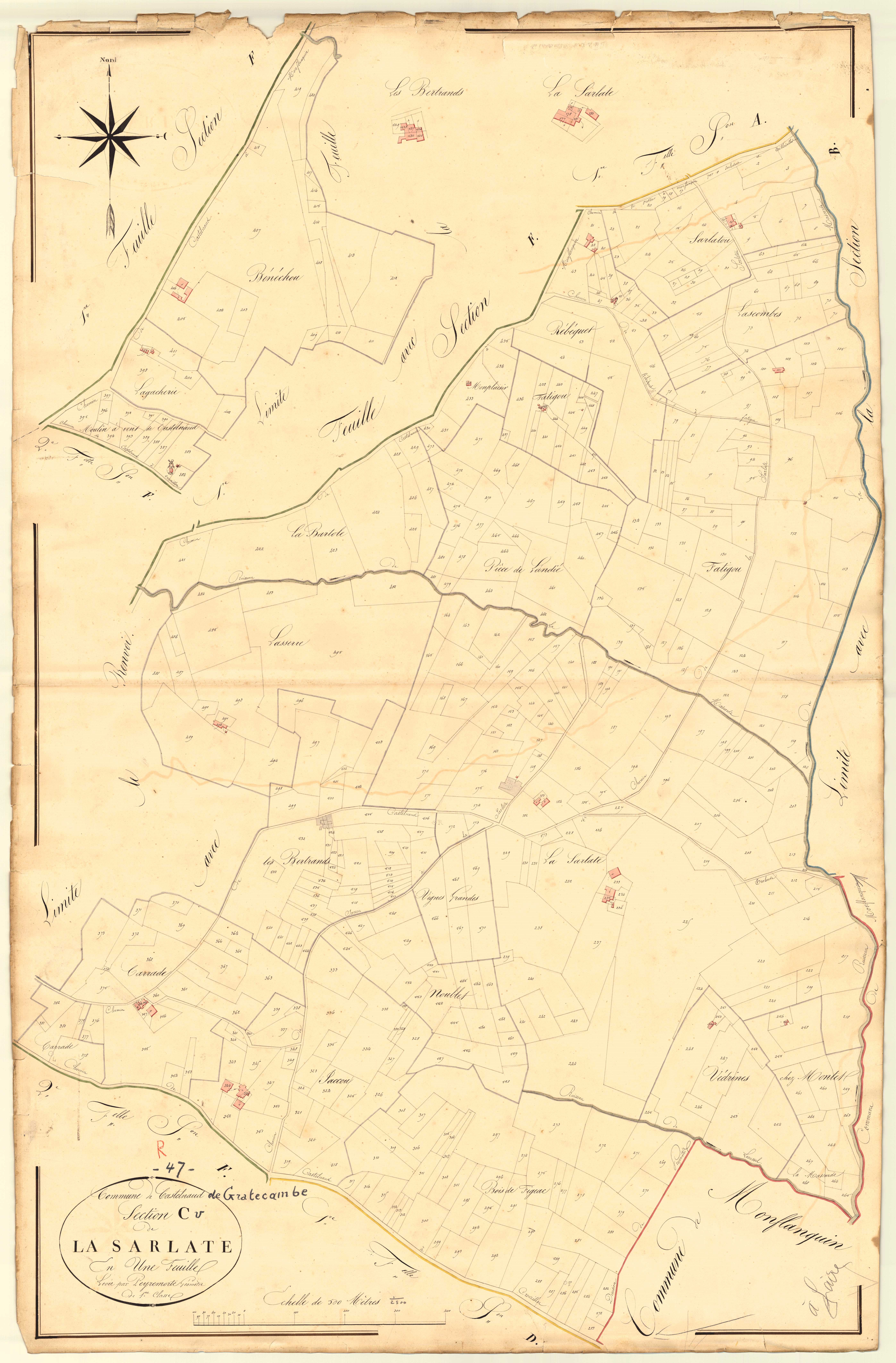 Plan napoléonien, atlas-C La Sarlate, Castelnaud-de-Gratecambe