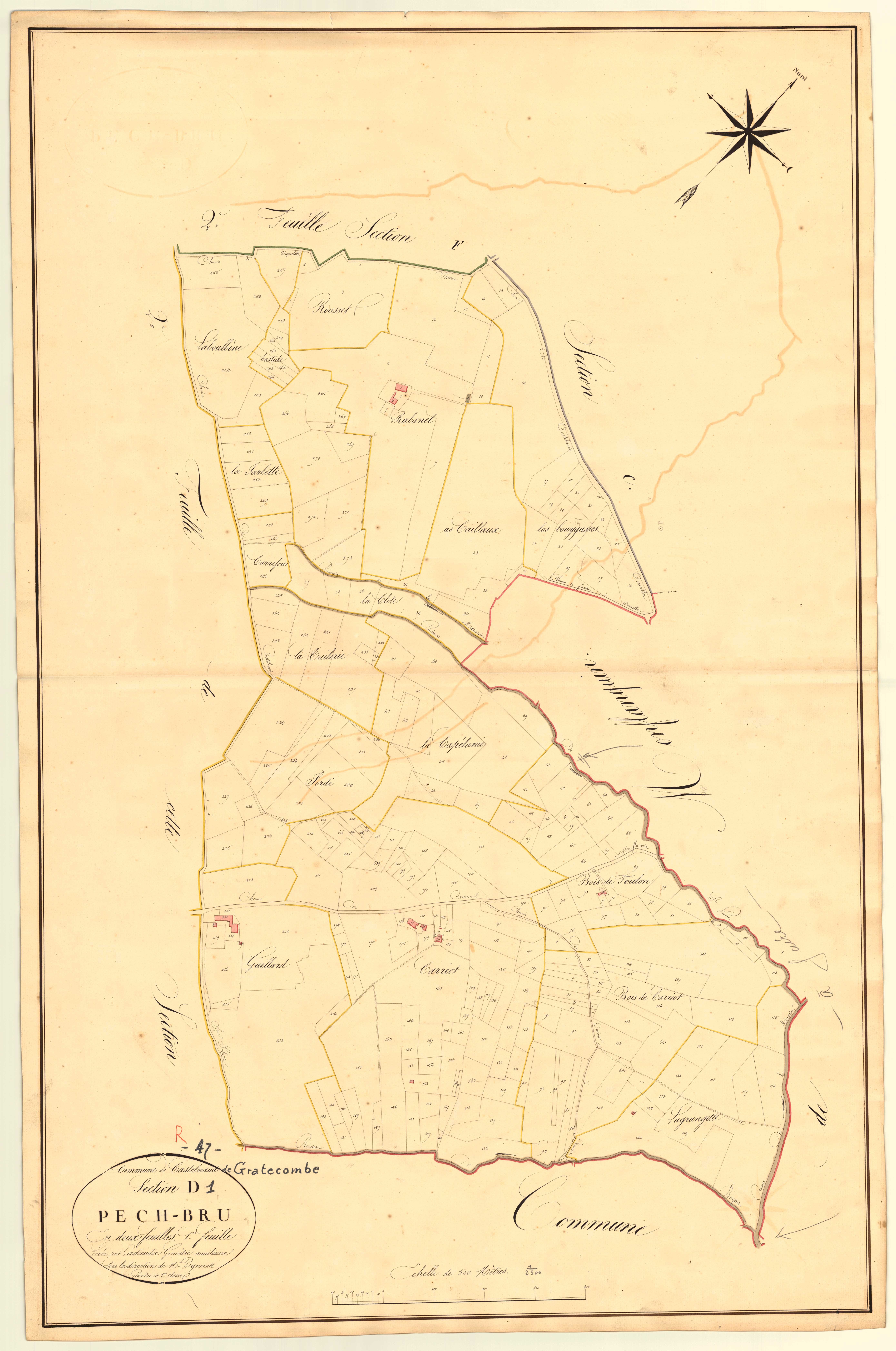 Plan napoléonien, atlas-D1 Pech-Bru, Castelnaud-de-Gratecambe