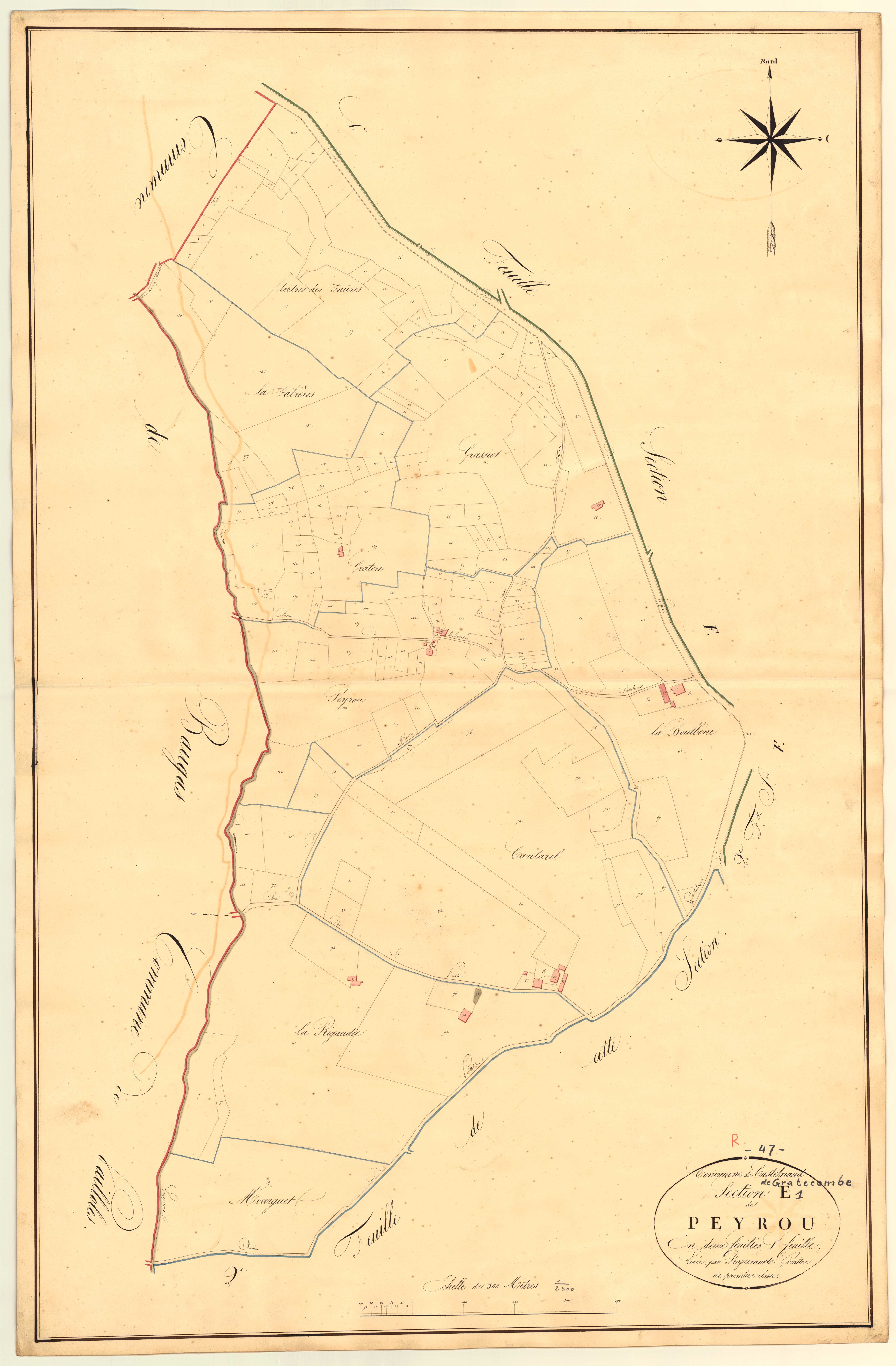 Plan napoléonien, atlas-E1 Peyrou, Castelnaud-de-Gratecambe