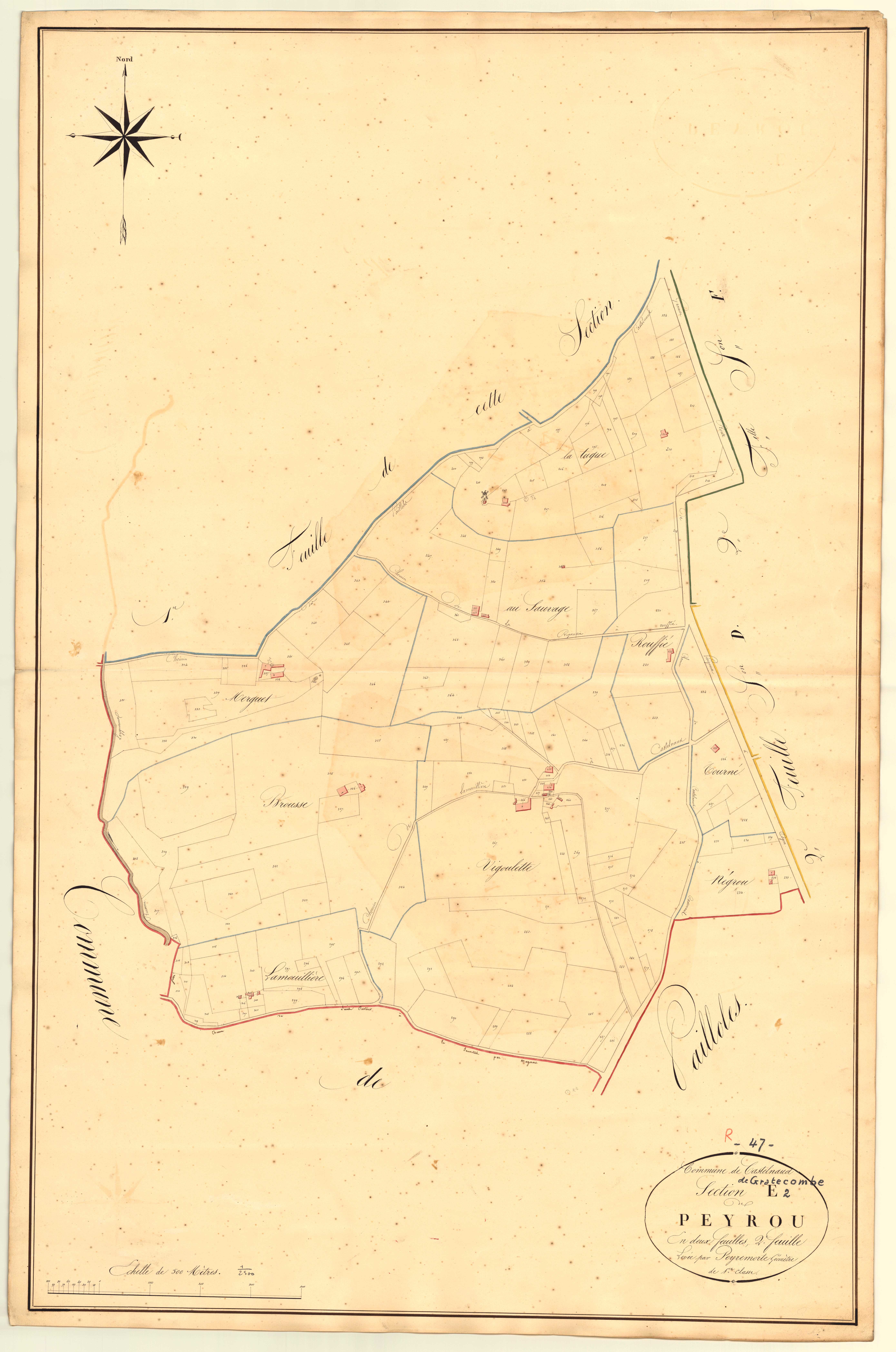 Plan napoléonien, atlas-E2 Peyrou, Castelnaud-de-Gratecambe
