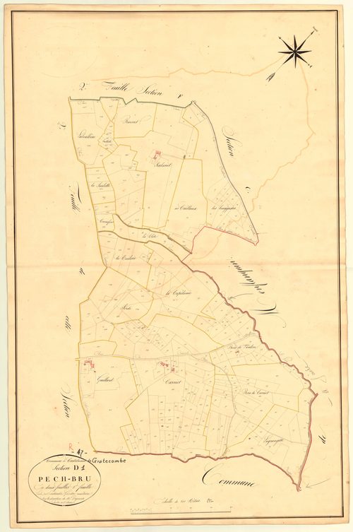 Plan napoléonien, atlas-D1 Pech-Bru, Castelnaud-de-Gratecambe