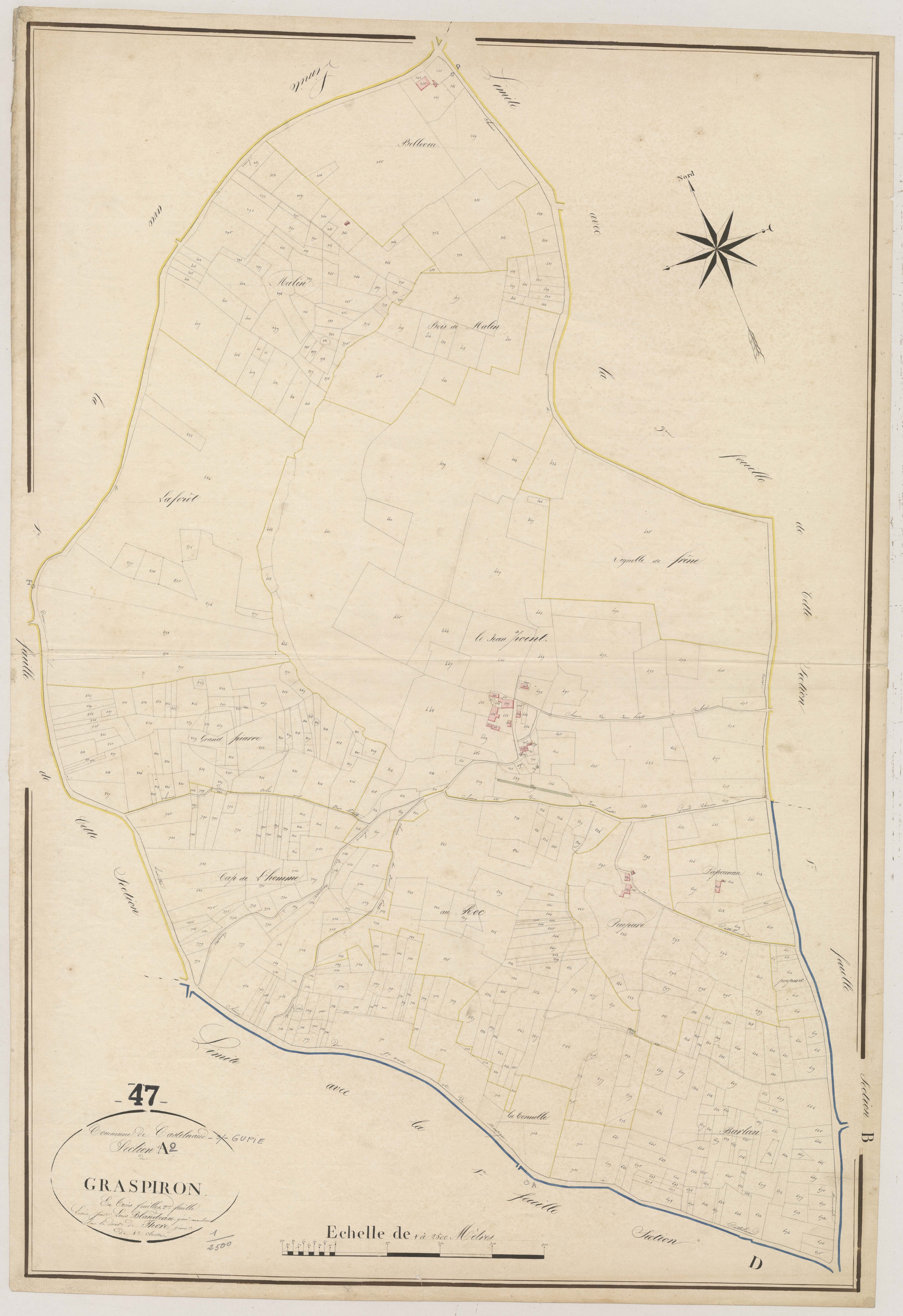 Plan napoléonien, atlas-A2 Graspiron, Castelnau-sur-Gupie