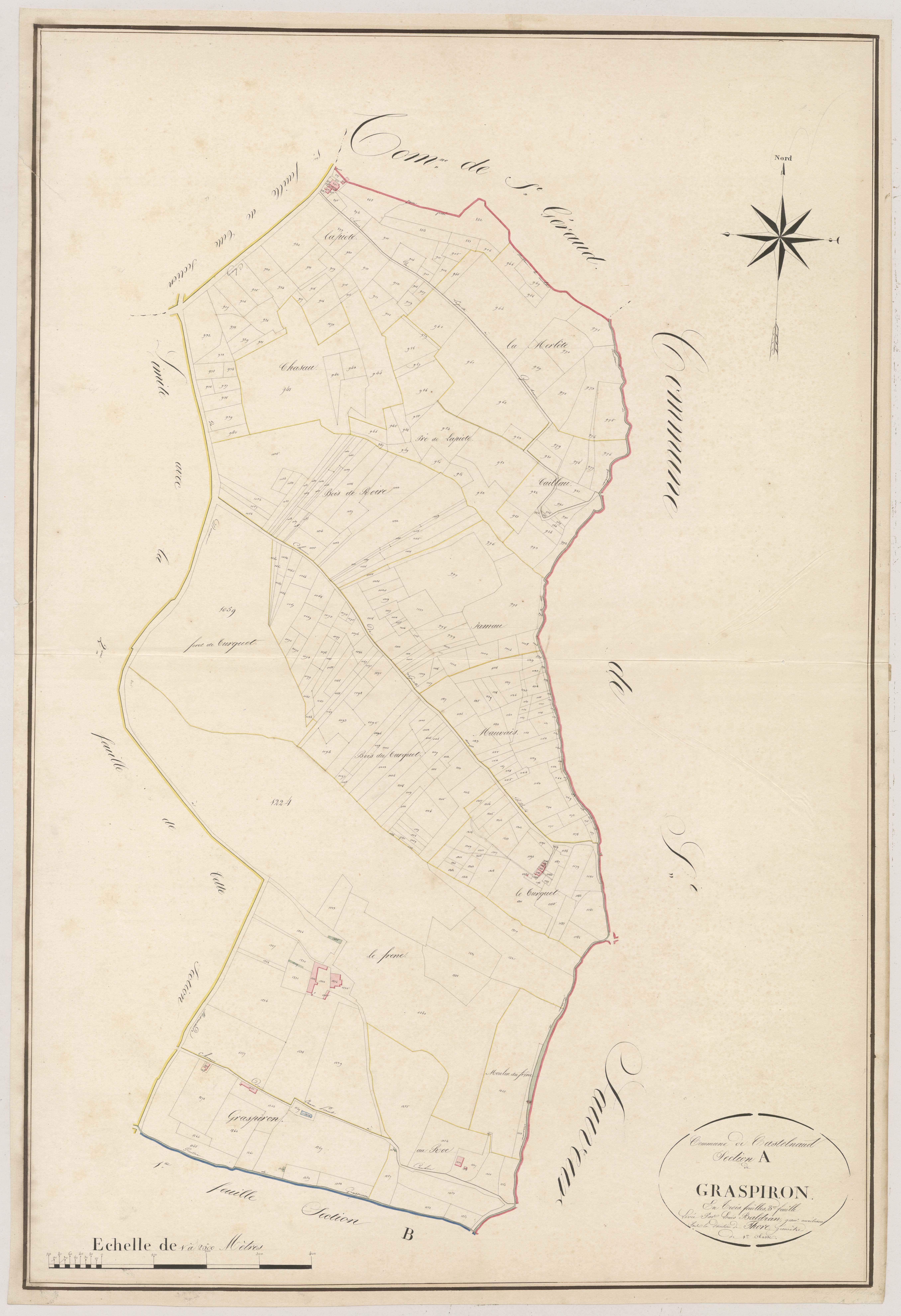 Plan napoléonien, atlas-A3 Graspiron, Castelnau-sur-Gupie