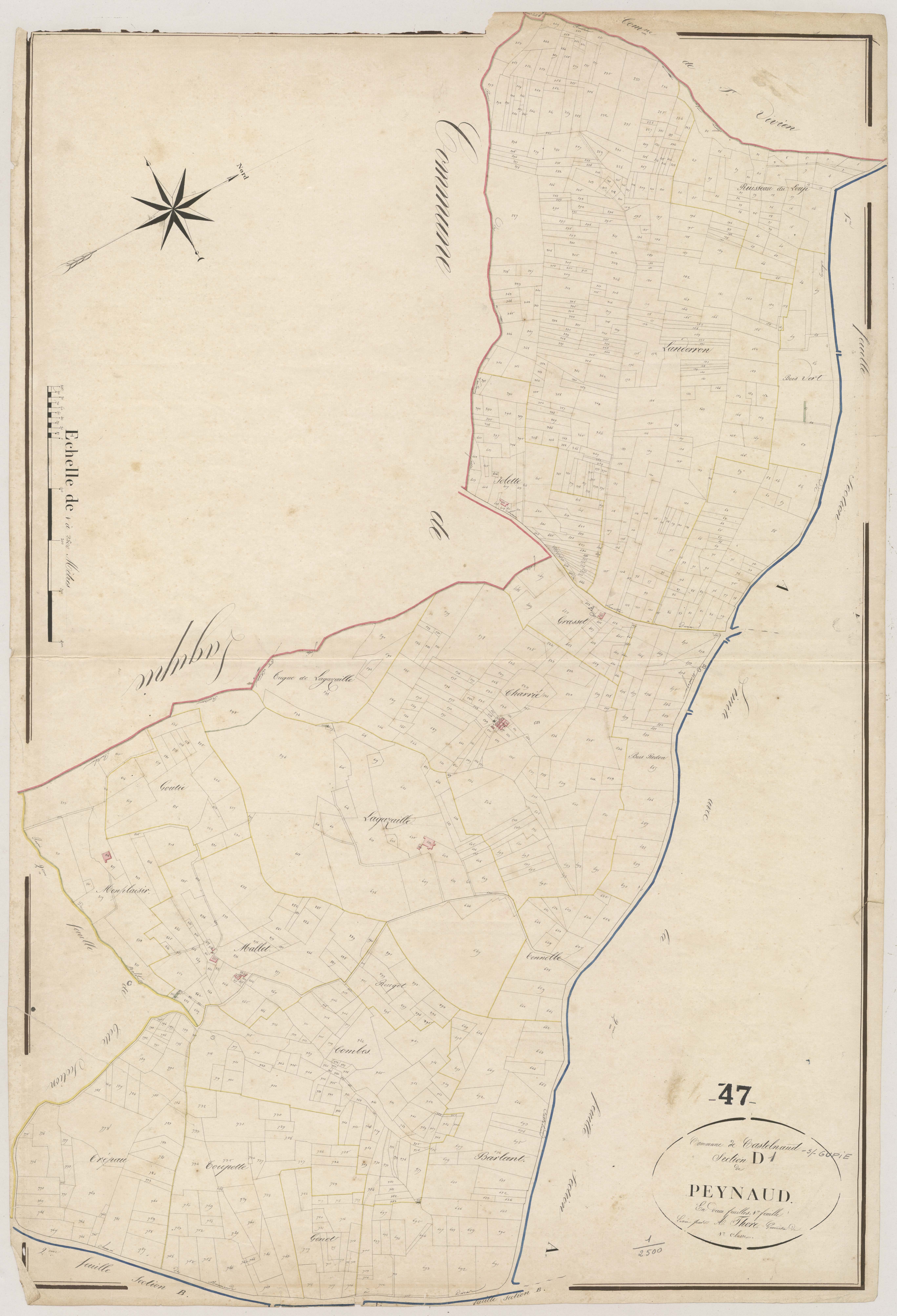 Plan napoléonien, atlas-D1 Peynaud, Castelnau-sur-Gupie