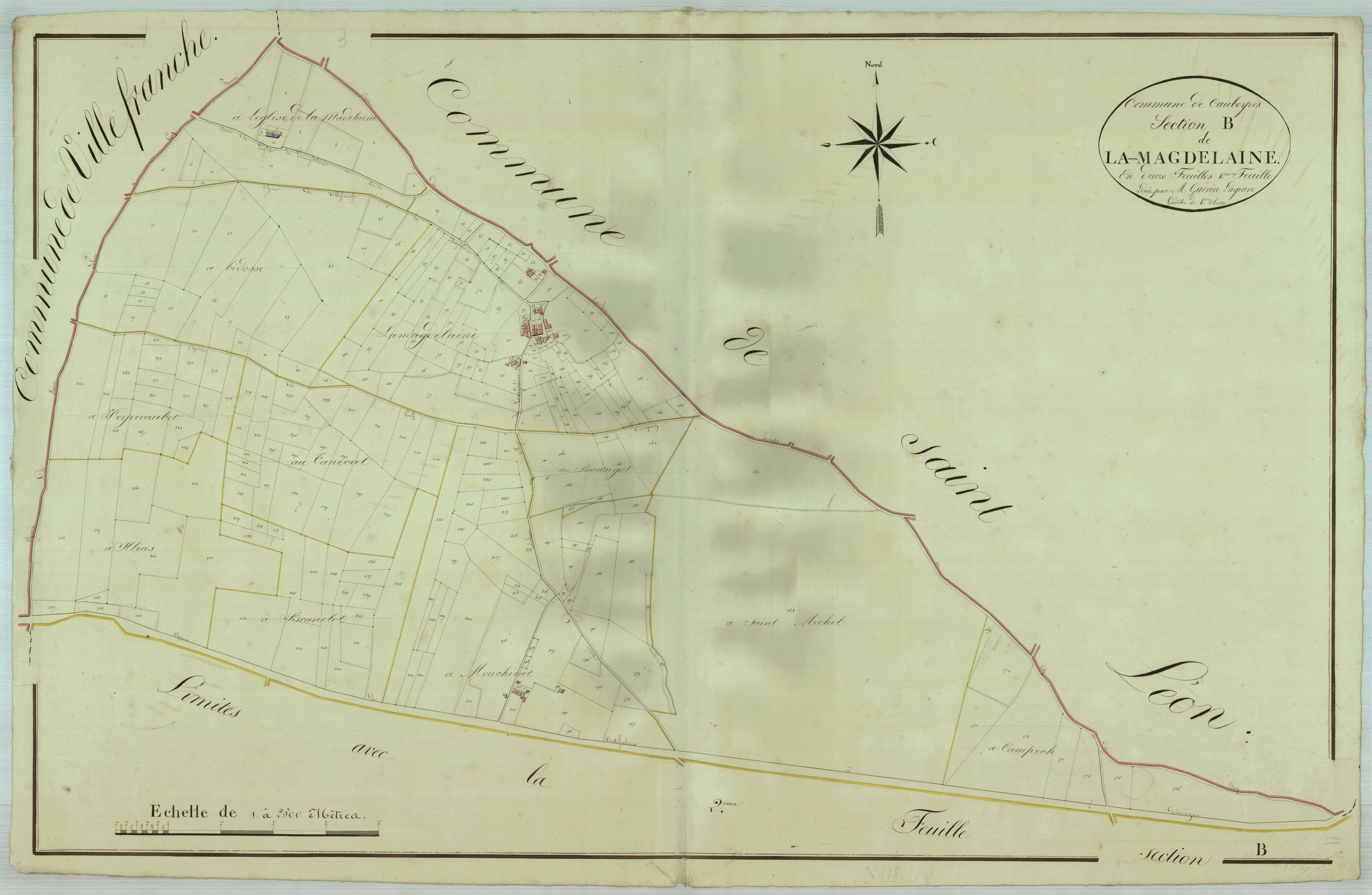 Plan napoléonien, atlas-B1 La Magdeleine, Caubeyres