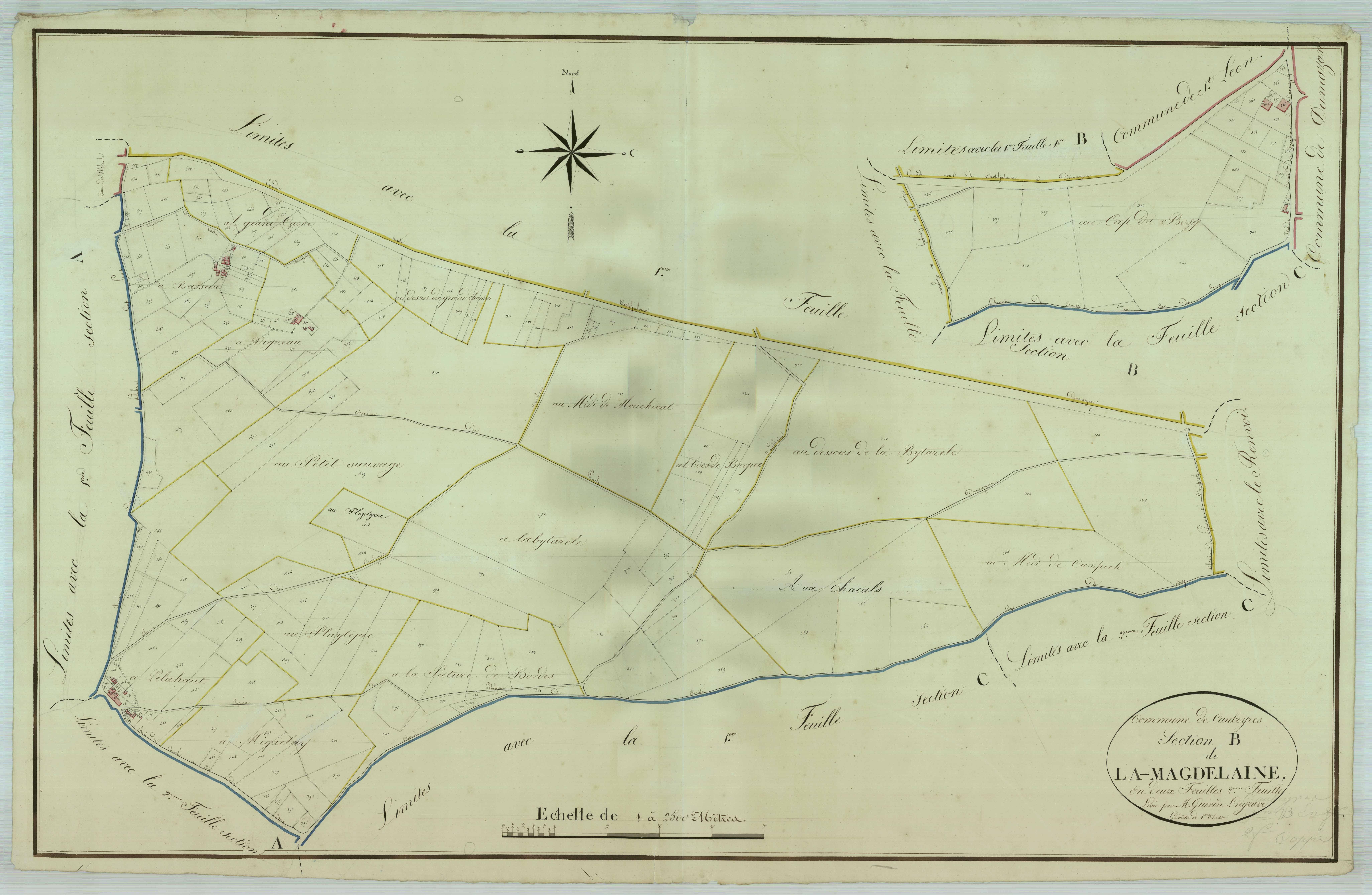 Plan napoléonien, atlas-B2 La Magdeleine, Caubeyres