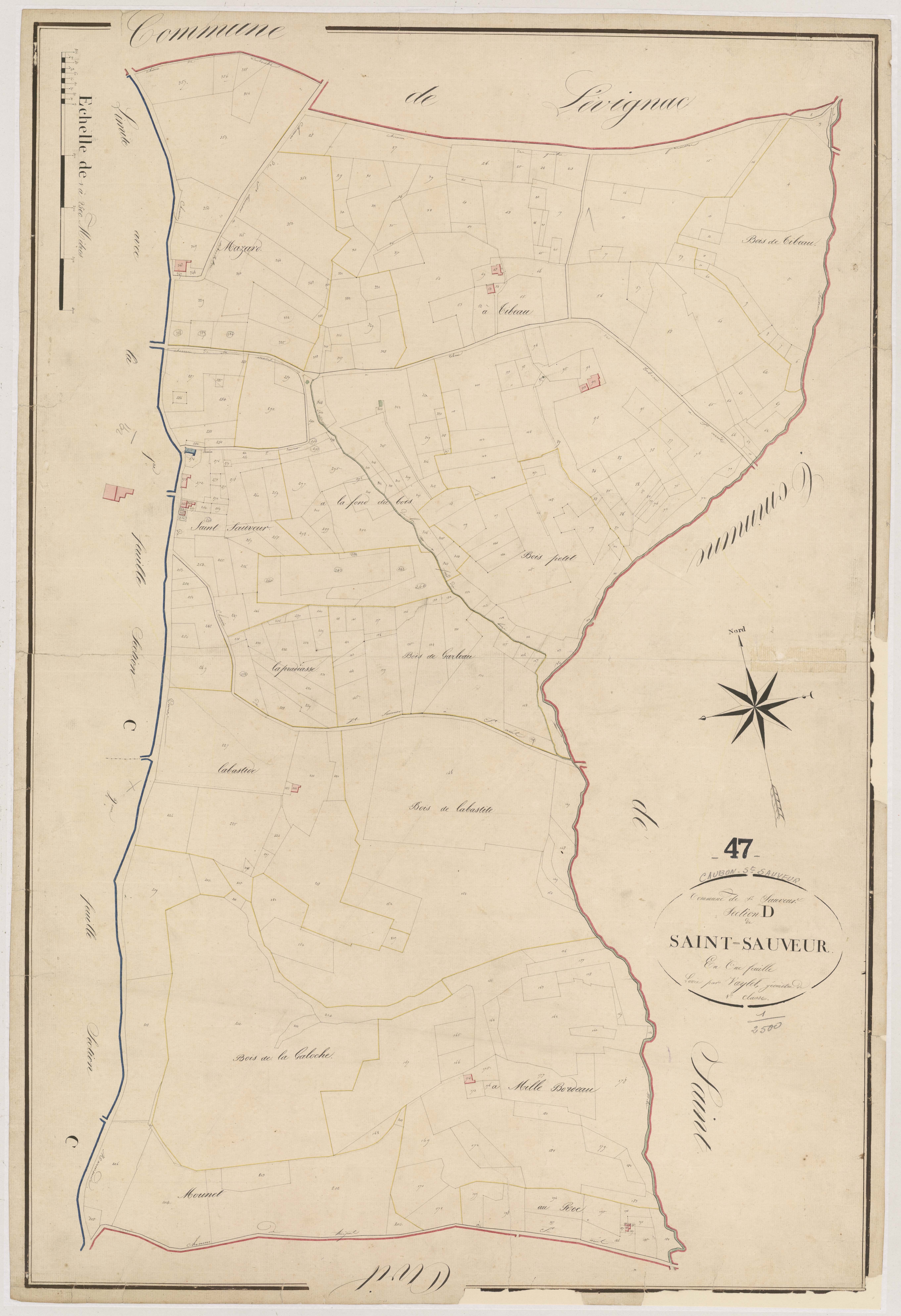 Plan napoléonien, atlas-D Saint-Sauveur, Caubon-Saint-Sauveur