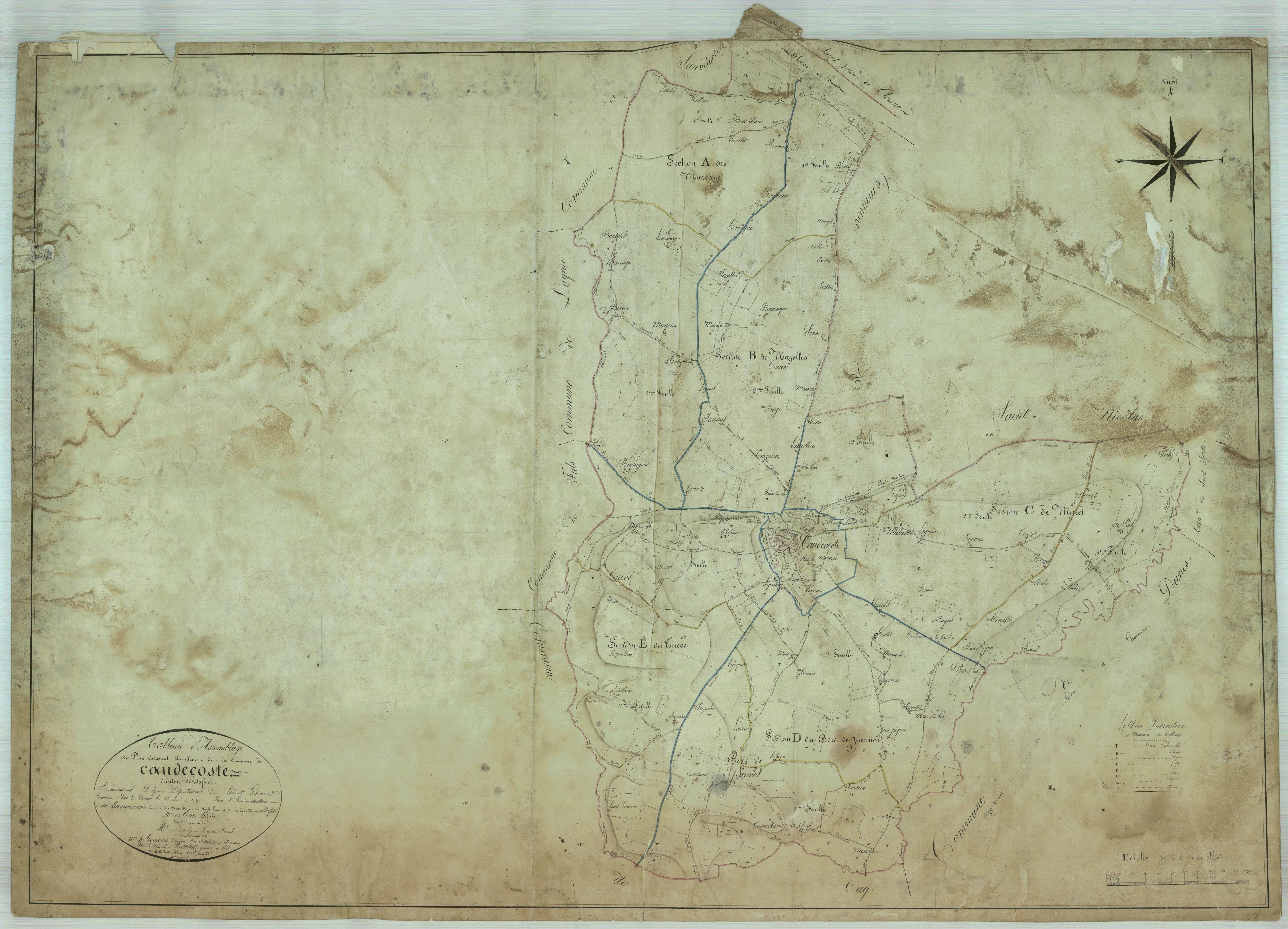Plan napoléonien, feuille préparatoire-TA, Caudecoste